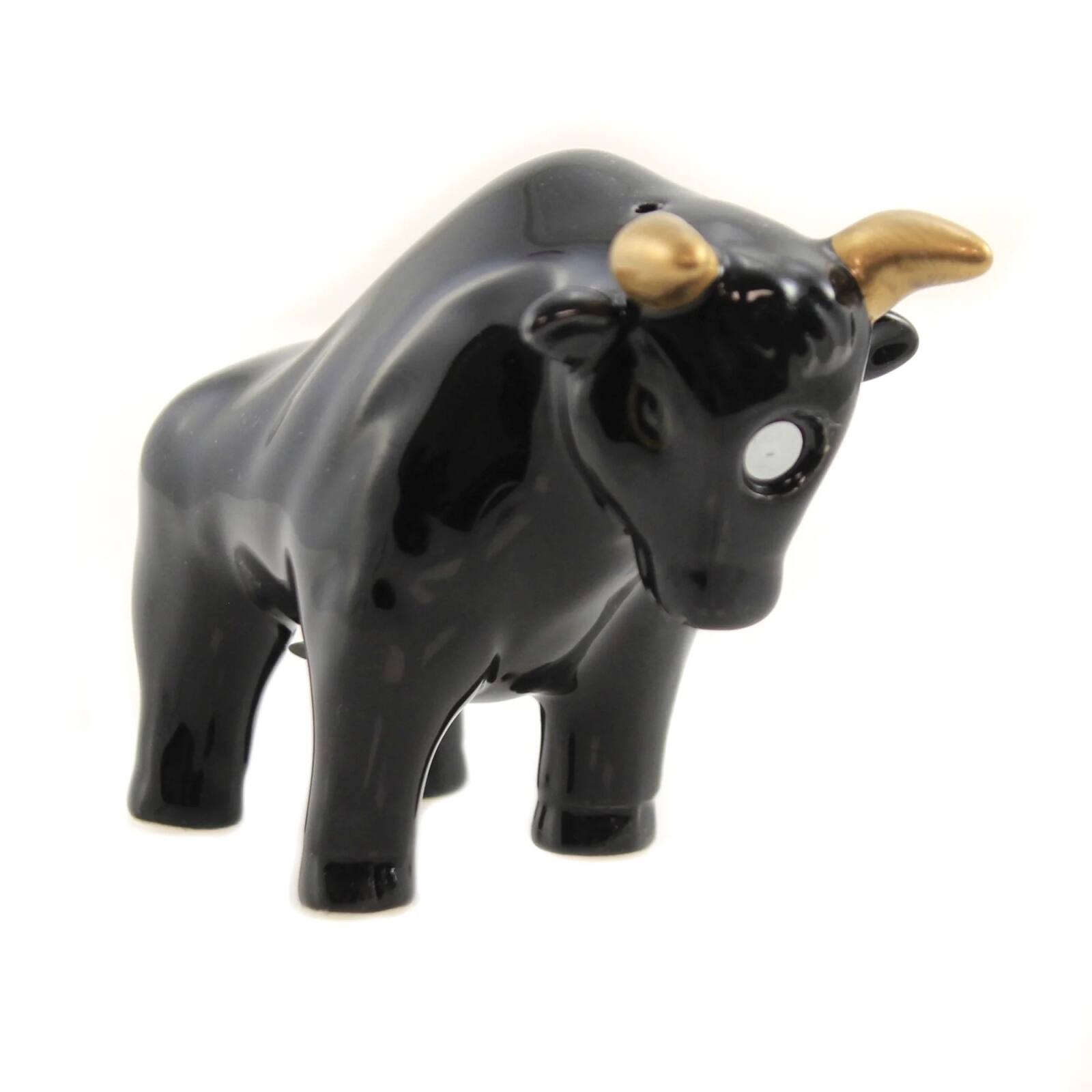 Angle. Pacific Trading - The Bull and Bear Battle Magnetic Ceramic Salt and Pepper Shaker Set 3.25 inches - Black.