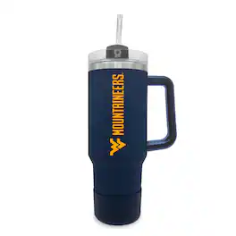 The Fanatic Group - West Virginia Mountaineers 40oz. Stainless Tumbler with Handle & Removable Straw - Navy