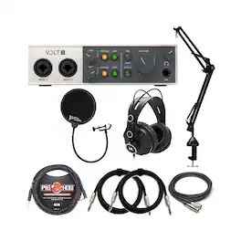 Universal Audio - VOLT-2 USB Audio Interface with Headphones, Boom Arm Bundle