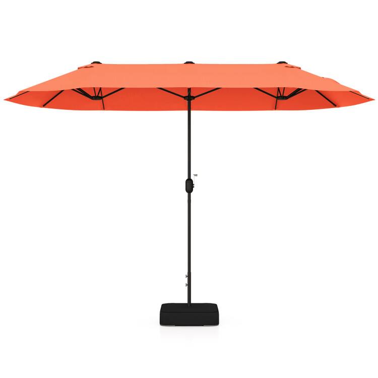 Front. SlickBlue - 13 ft Outdoor Double-Sided Patio Umbrella with Crank Handle for Backyard or Garden - Orange.