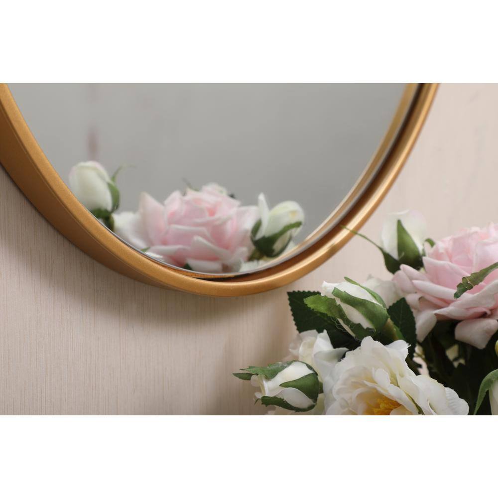 Left. Elegant Decor - Metal frame round mirror 21 inch in Brass - Brass.