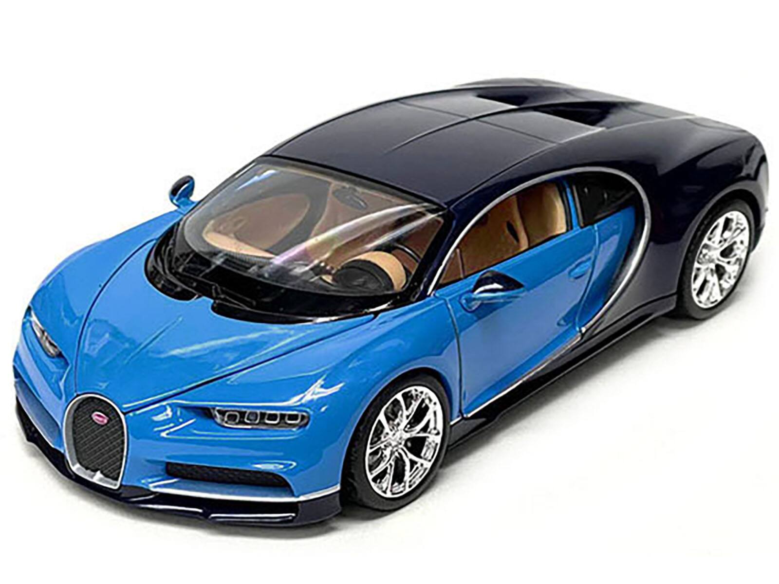 Alt View 1. Welly - Bugatti Chiron Blue and Dark Blue Two-Tone "NEX Models" Series 1/24 Diecast Model Car by Welly.