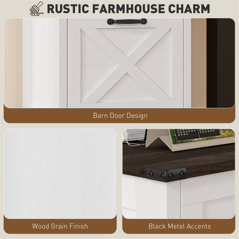 RUSTIC FARMHOUSE CHARM

- Barn Door Design
- Wood Grain Finish
- Black Metal Accents