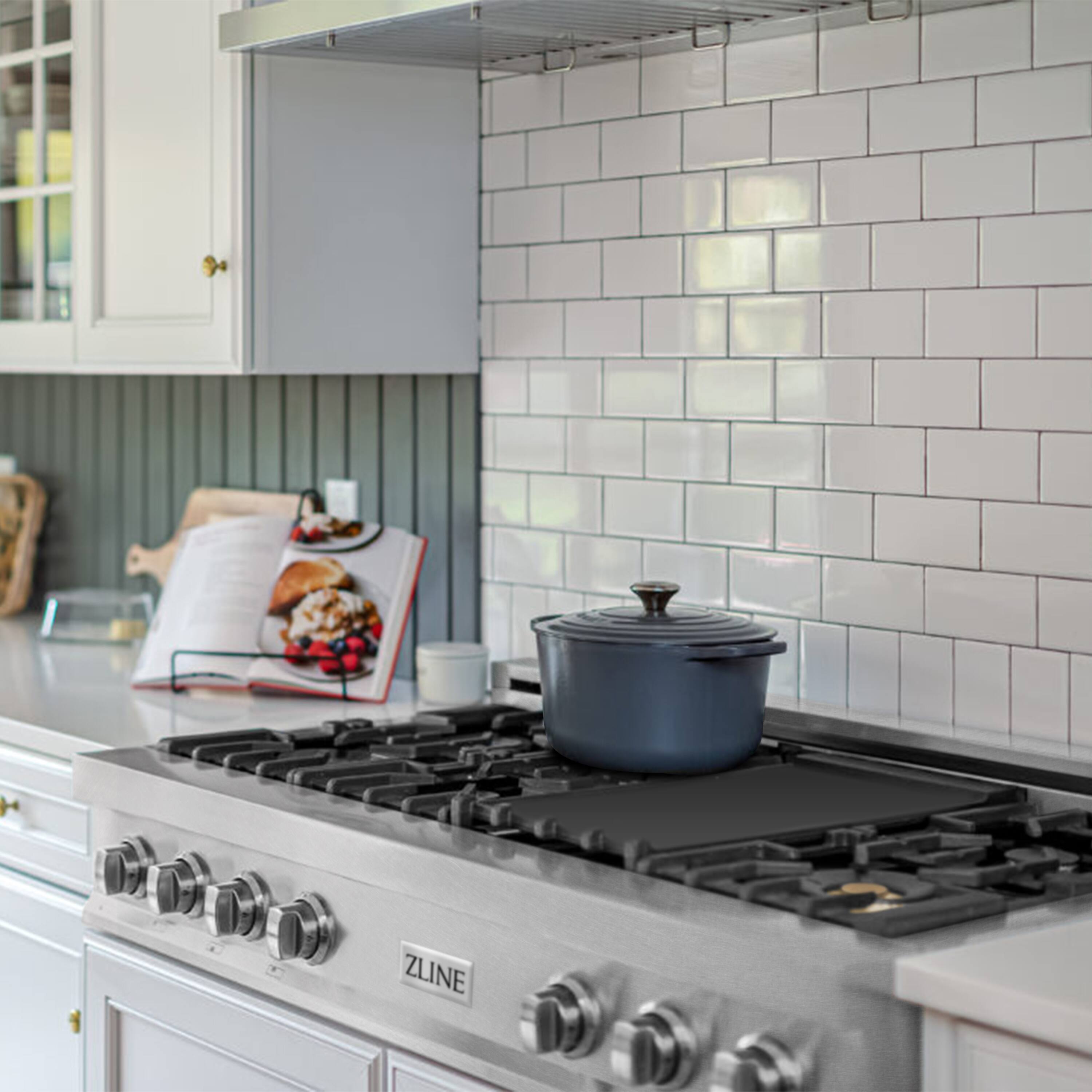 Back. ZLINE - ZLINE 48 in. Legacy Gas Rangetop with 6 Brass Burners and Porcelain Cooktop in Satin Stainless Steel (RTS-BR-48) - Satin Stainless Steel.
