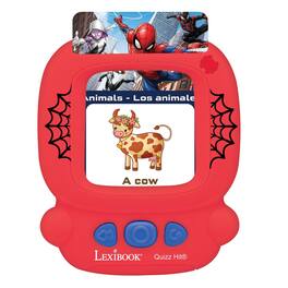 Lexibook - Spiderman, Bilingual interactive card reader, Spanish/English, 150 double-sided educational cards, educational quiz &