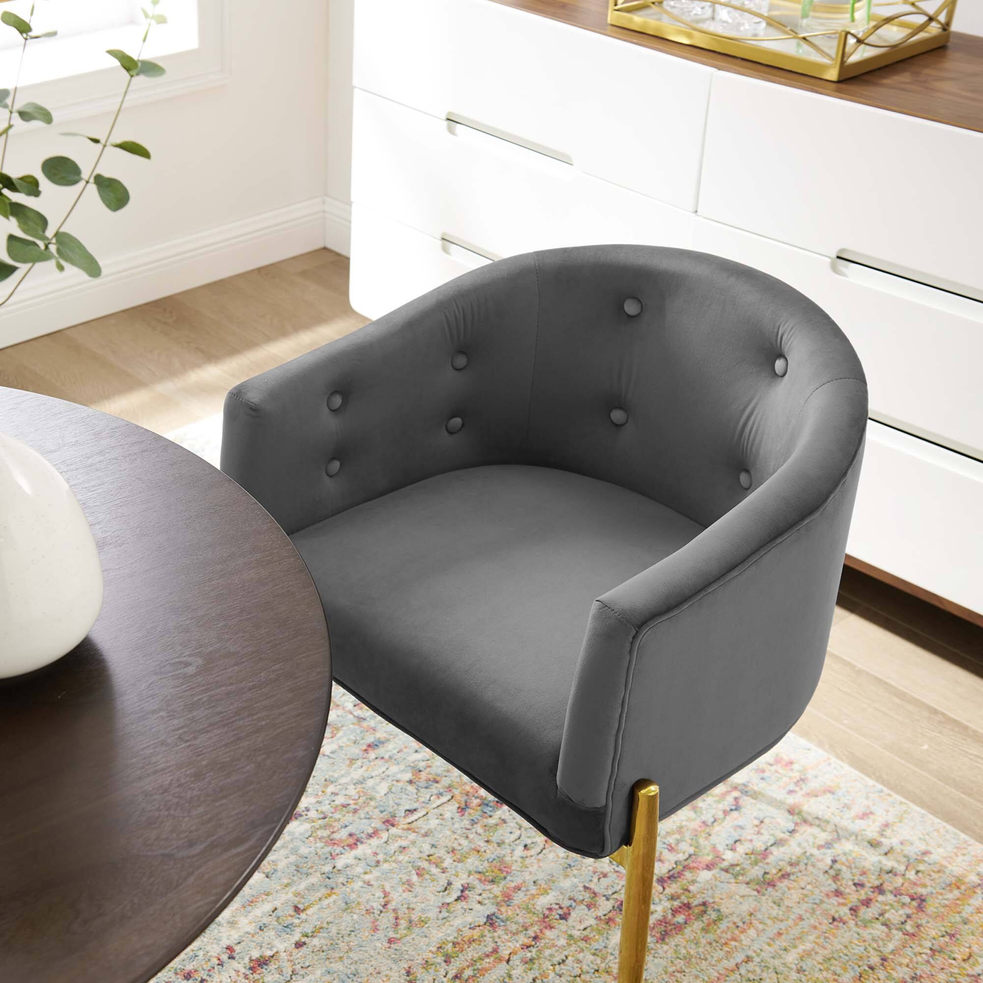 Left. Modway - Savour Tufted Performance Velvet Accent Chairs Set of 2 by Modway - Gray.