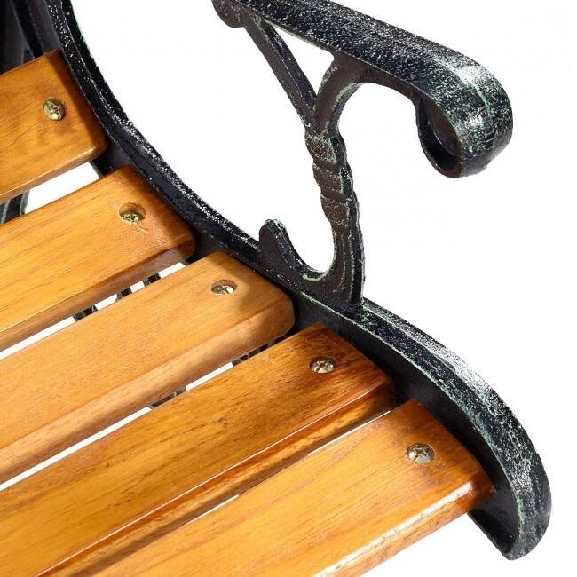 Back. Hivvago - Flowers Outdoor Patio Park Cast Iron Garden Porch Chair Bench - Natural.