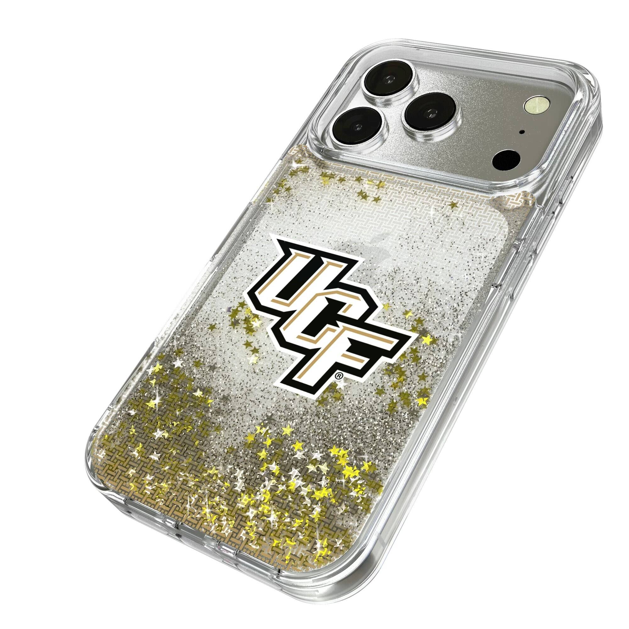 Alt View 1. Keyscaper - UCF Knights Linen Logo iPhone Glitter Case - 16 Pro Max - Multicolor.