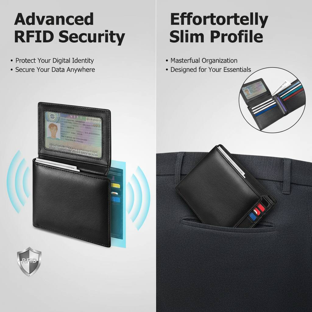 Advanced RFID Security  
- Protect Your Digital Identity  
- Secure Your Data Anywhere  

Effortlessly Slim Profile  
- Masterful Organization  
- Designed for Your Essentials