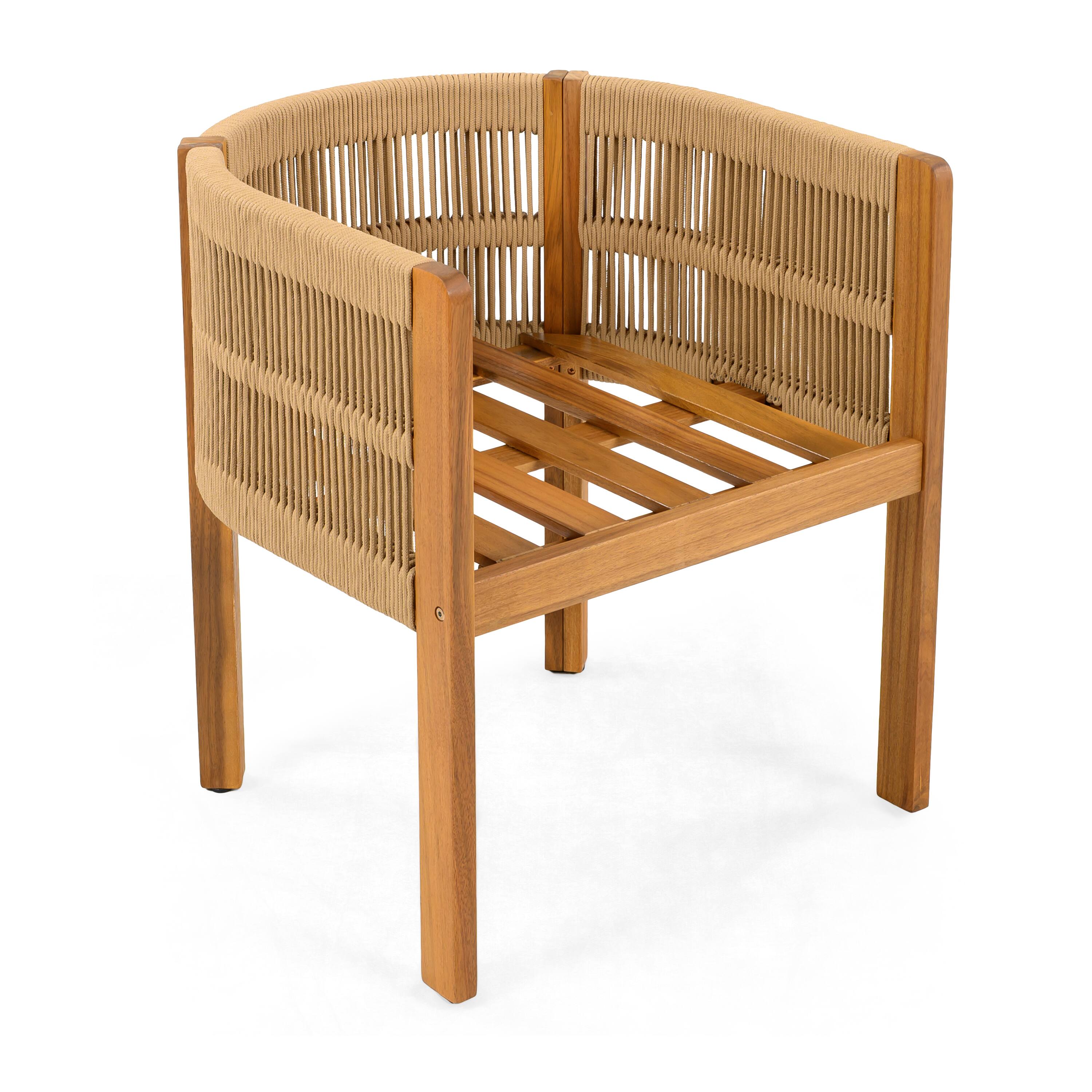 Alt View 4. Mondawe - Set of 2 Acacia Wood Outdoor Dining Chairs with Cushions - Beige.