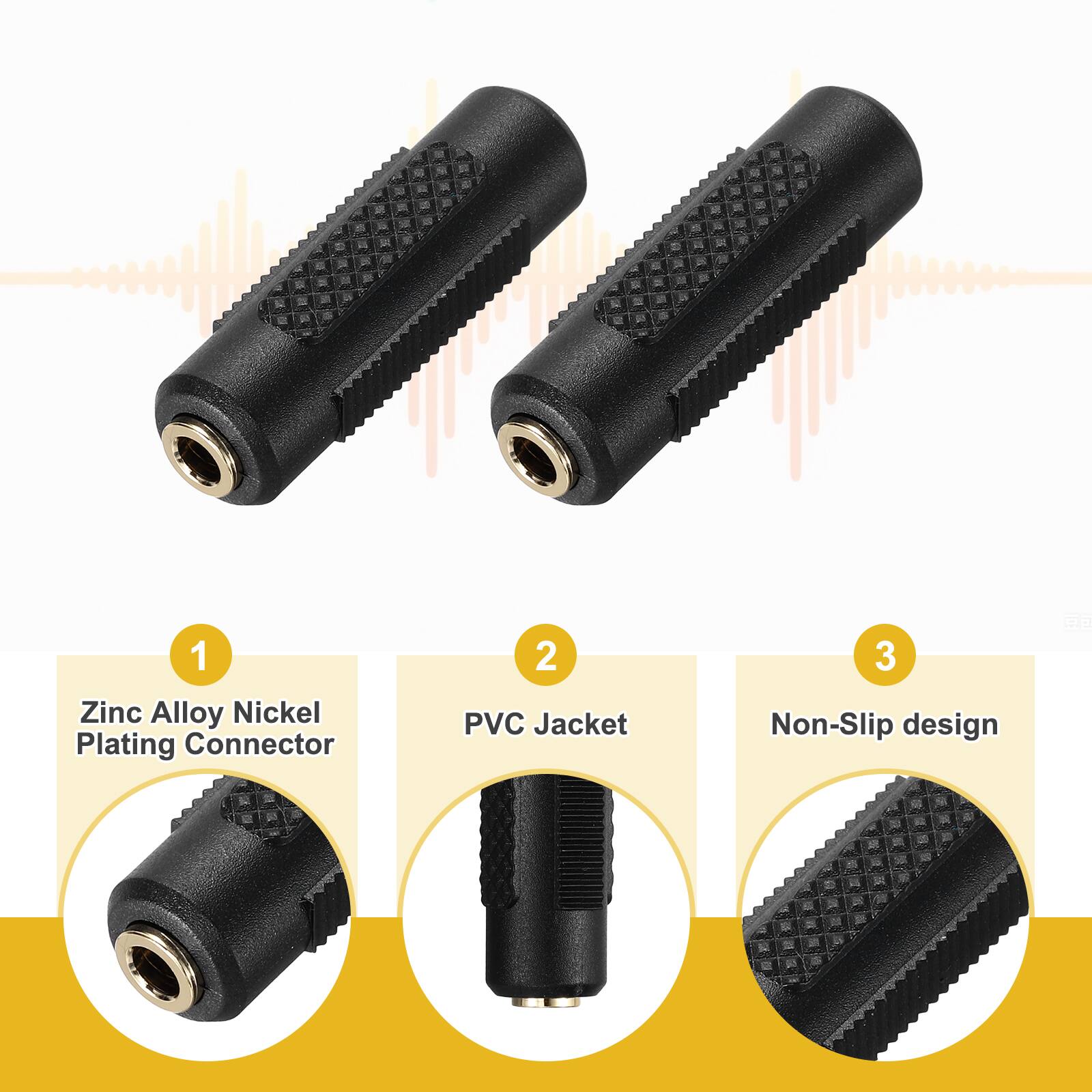 1. Zinc Alloy Nickel Plating Connector  
2. PVC Jacket  
3. Non-Slip design