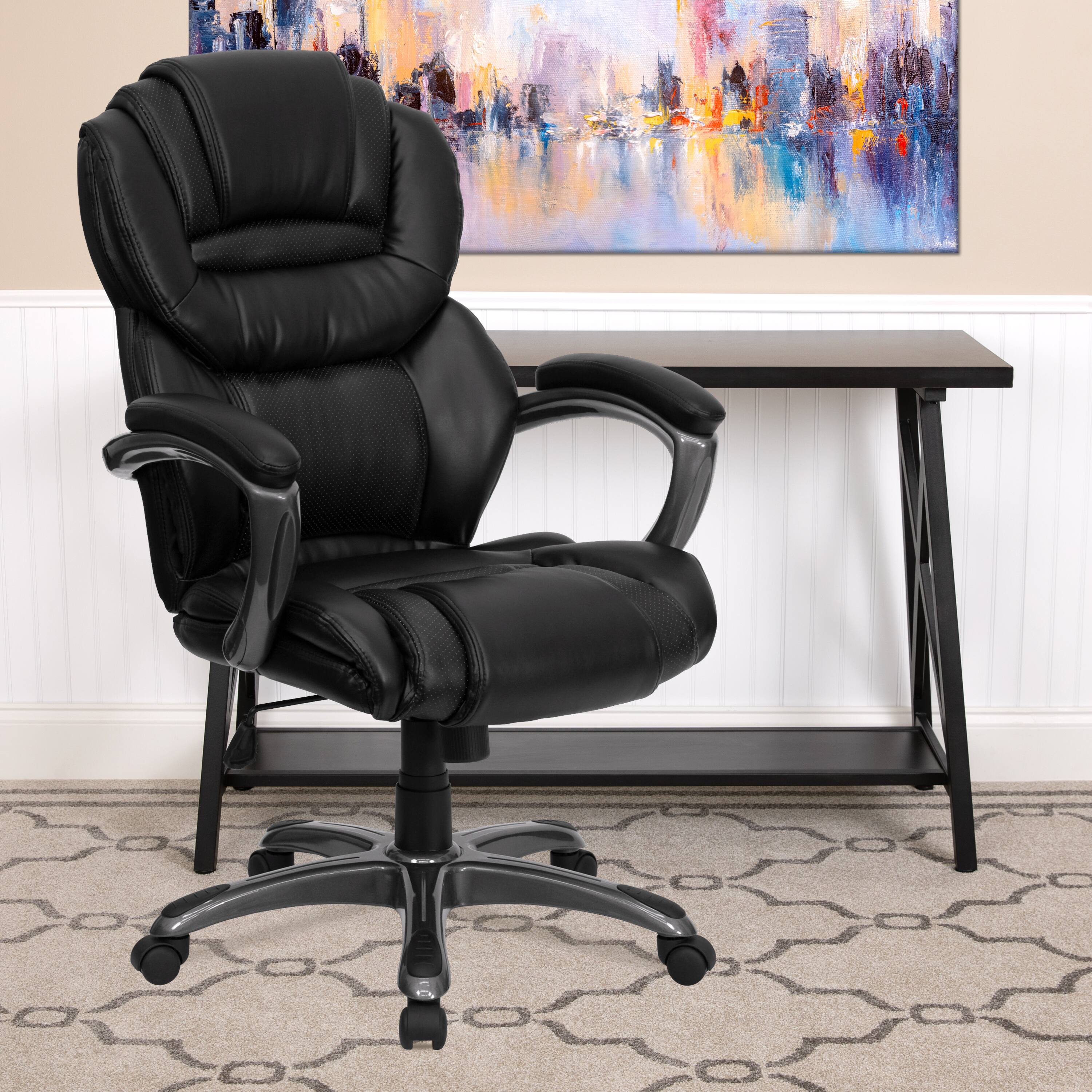 Alt View 1. Emma + Oliver - High Back Executive Swivel Ergonomic Office Chair with Accent Layered Seat/Back - Black.