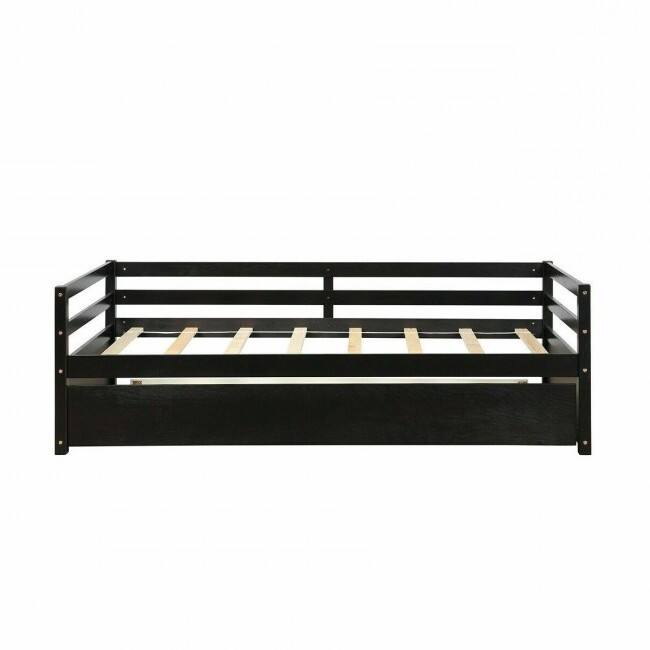 Left. Hivvago - Hivvago Twin/Twin Dorm Style Trundle Daybed Platform Bed Frame - Espresso.
