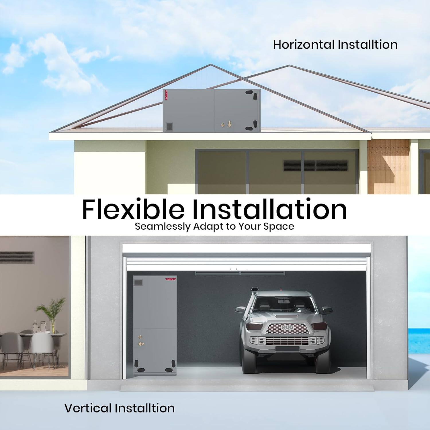 Horizontal Installation

Flexible Installation
Seamlessly Adapt to Your Space

Vertical Installation