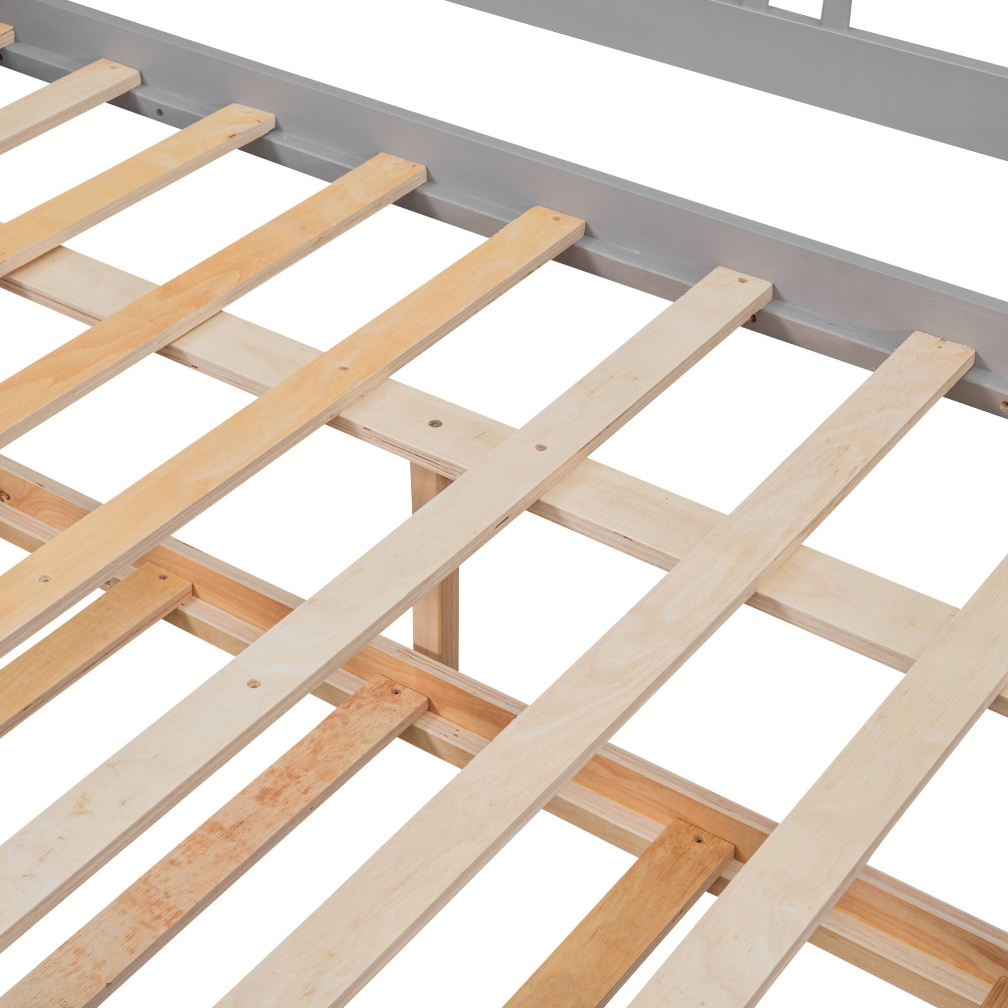 Alt View 7. GOODSILO - Full Size Daybed with Twin Trundle - Sturdy Wood Frame for Versatile Sleeping and Seating Solutions - Gray.