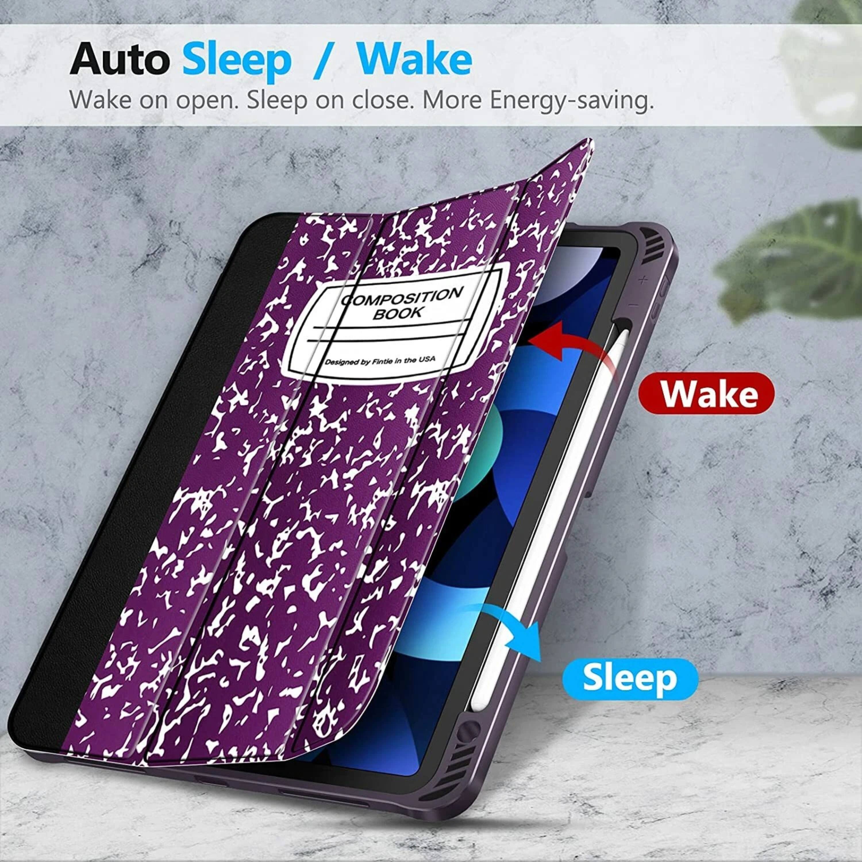 Auto Sleep / Wake  
Wake on open. Sleep on close. More Energy-saving.  

COMPOSITION BOOK  
Designed by Finbee in the USA