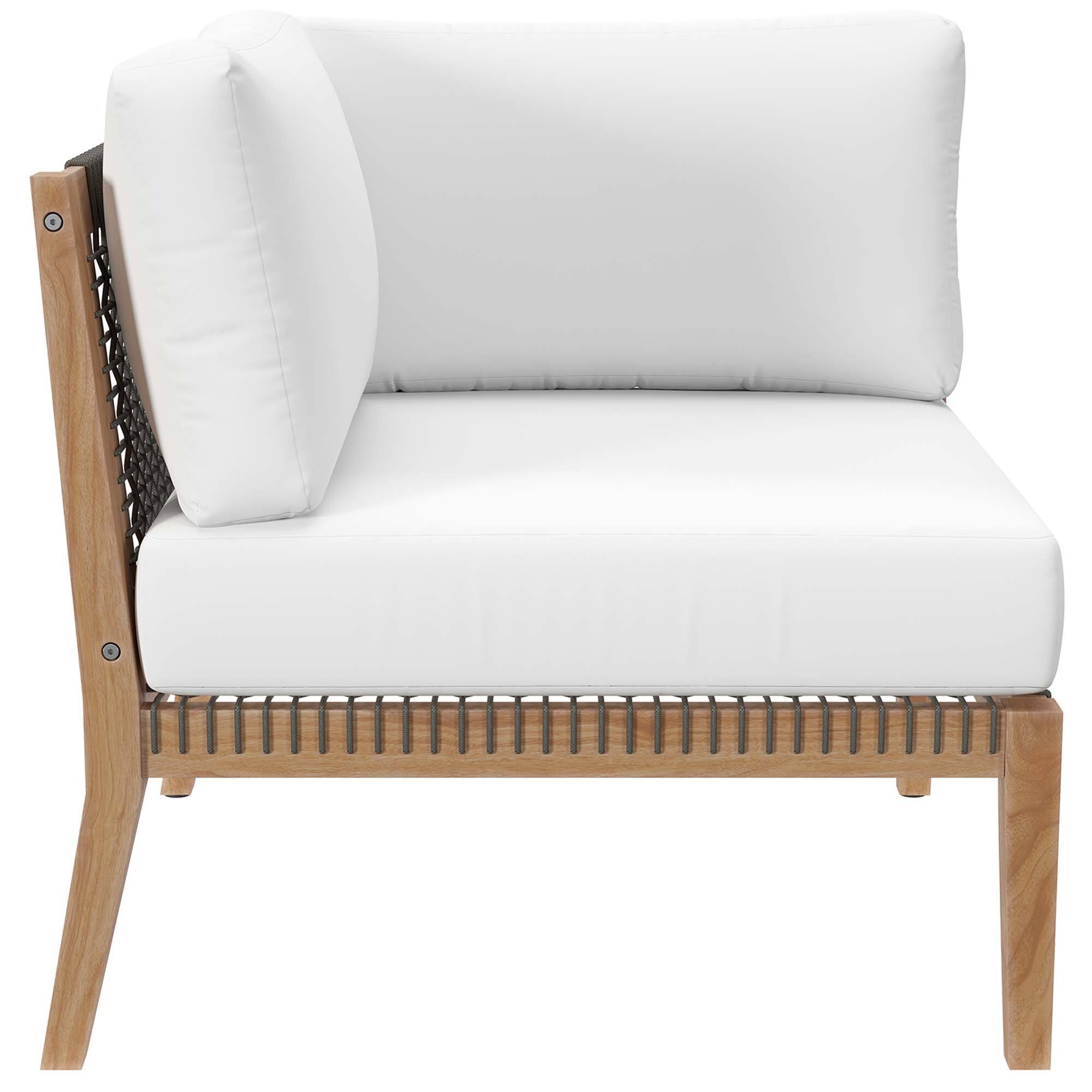 Alt View 5. Modway - Clearwater 6-Piece Outdoor Patio Teak Wood Sectional Sofa by Modway - Gray White.