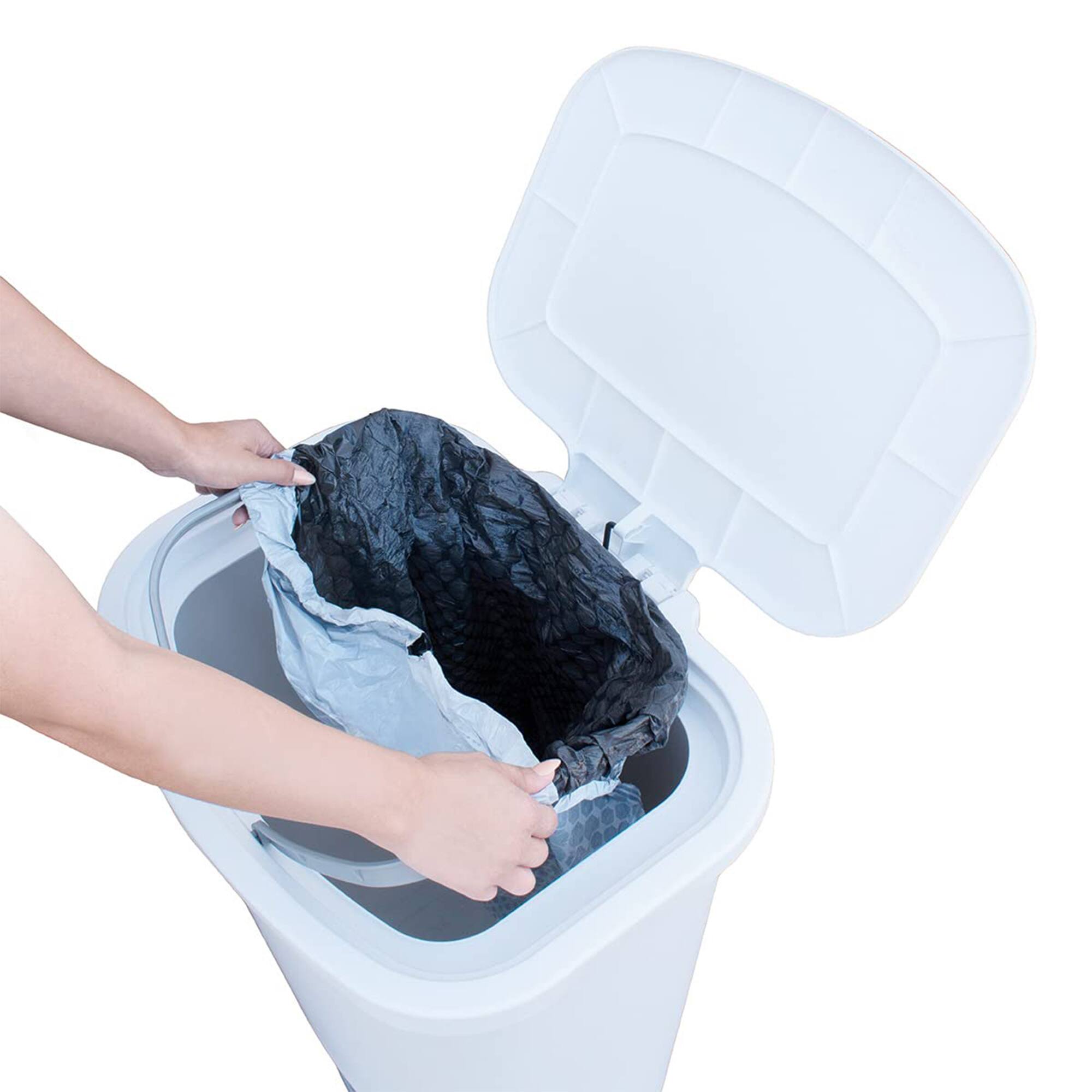 Alt View 7. Glad - Glad Kitchen Trash Can with Lid, Foot Pedal and Garbage Bag Rings, 20 Gal, White - WHITE.