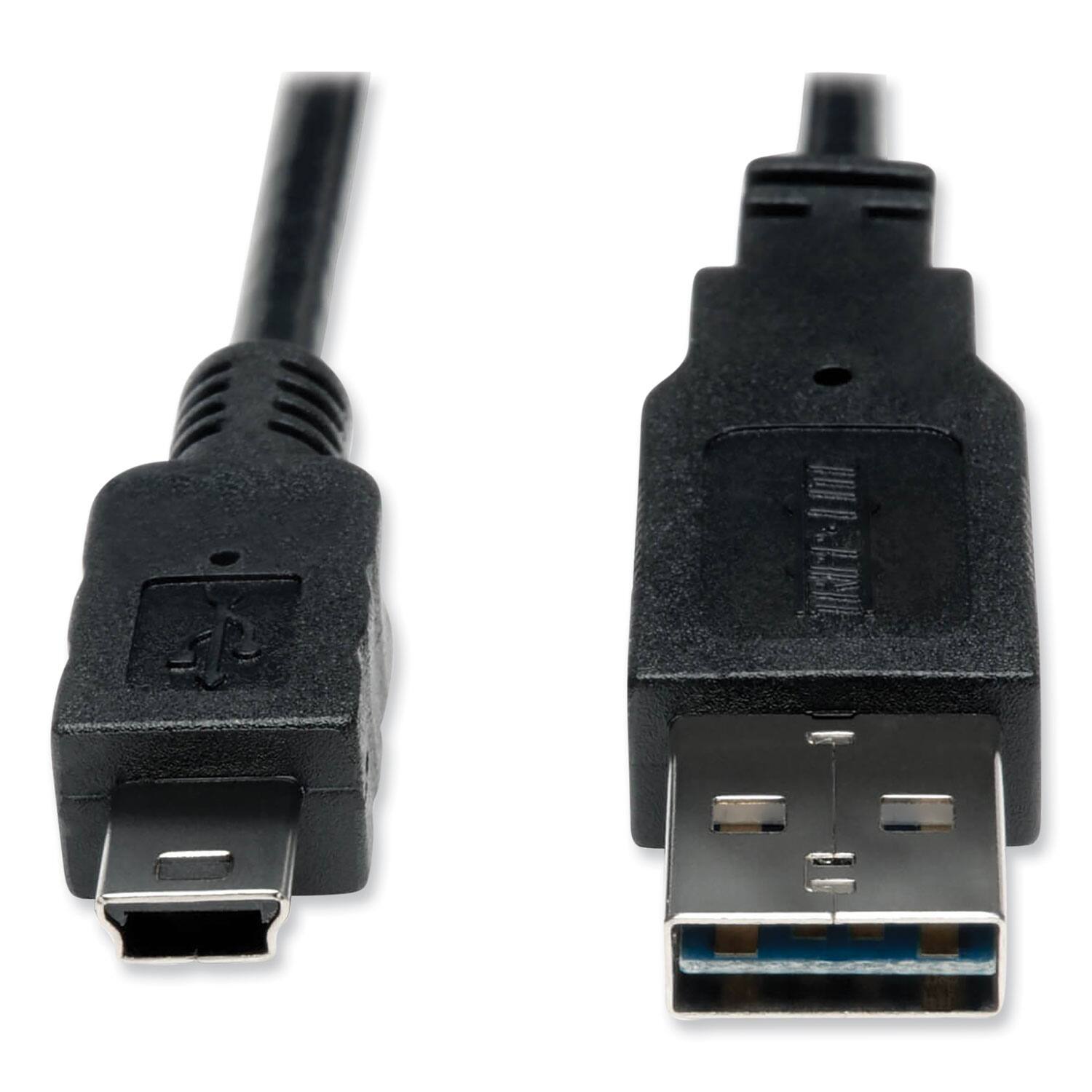 Alt View 1. Tripp Lite - UR030-006 6 ft. Reversible A to 5-Pin Mini B Male/Male Universal Reversible USB 2.0 Cable - Black - Black.