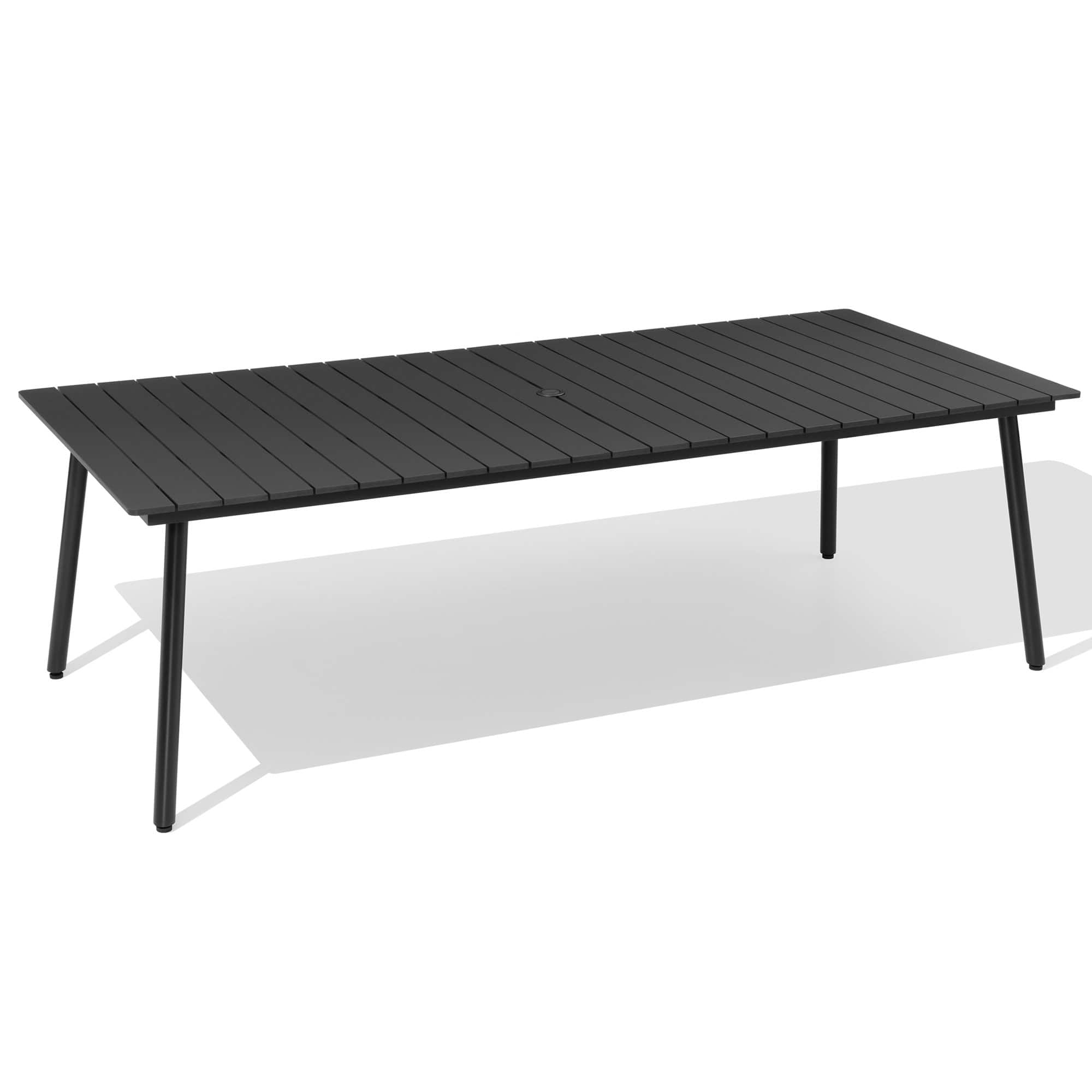 Crestlive Products - Outdoor Patio Dining Table with Wood-Like Top and Aluminum Frame - Black