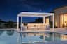 PURPLE LEAF - Louvered Pergola with LED Strip Lights Outdoor White Aluminum Hardtop Gazebo with Adjustable Roof for Patio Garden Yard - Not provided