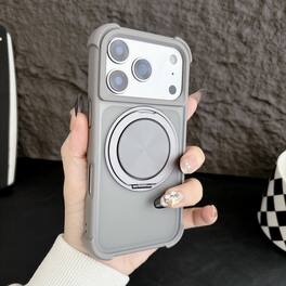 Dteck - for Apple iPhone 17 Pro Max Rugged Case,Shockproof Hybrid PC TPU Shell with Ring Kickstand Anti-Scratch Matte Cover - Gray
