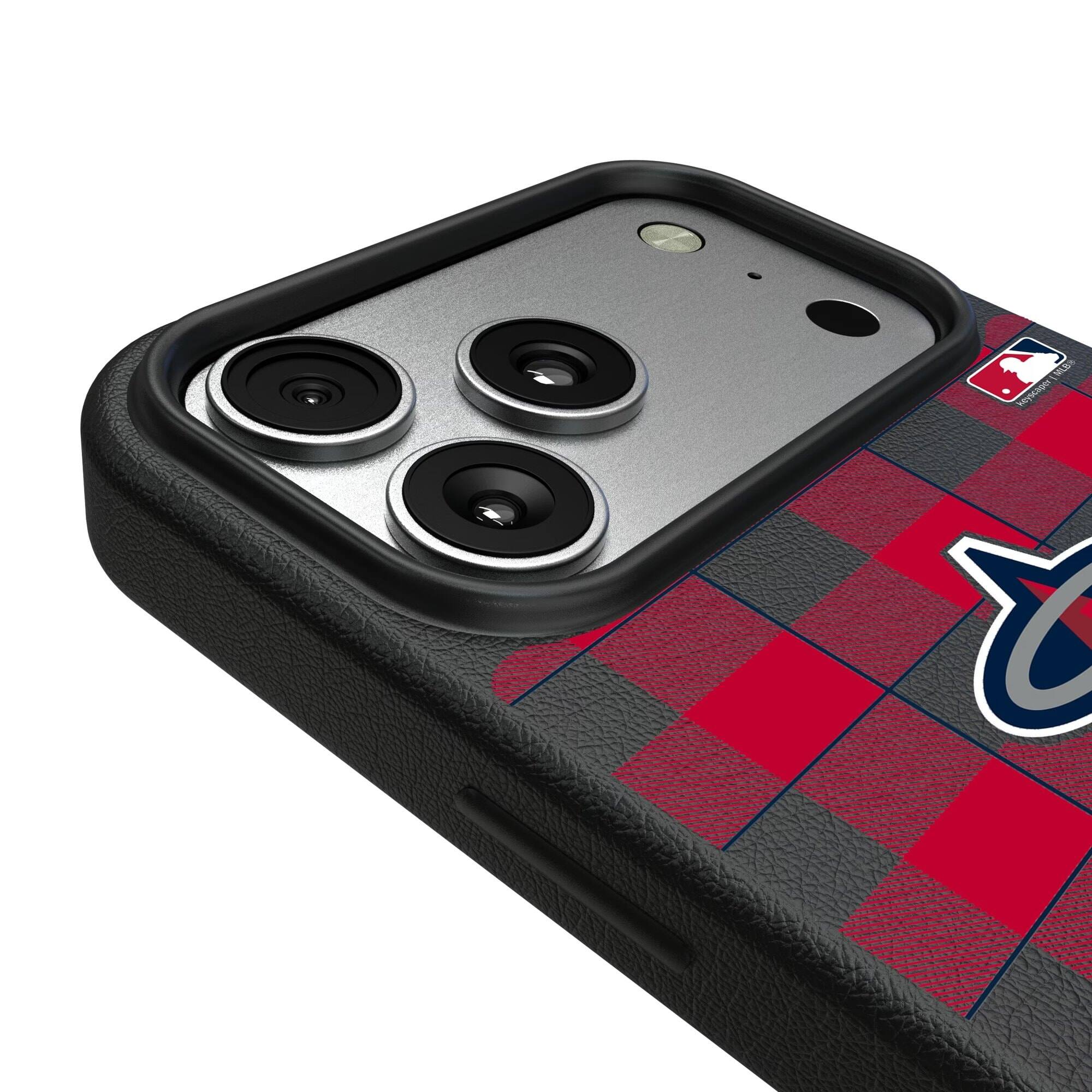 Alt View 2. Keyscaper - Los Angeles Angels Plaid Magnetic Bump iPhone Case - 15 - Black.