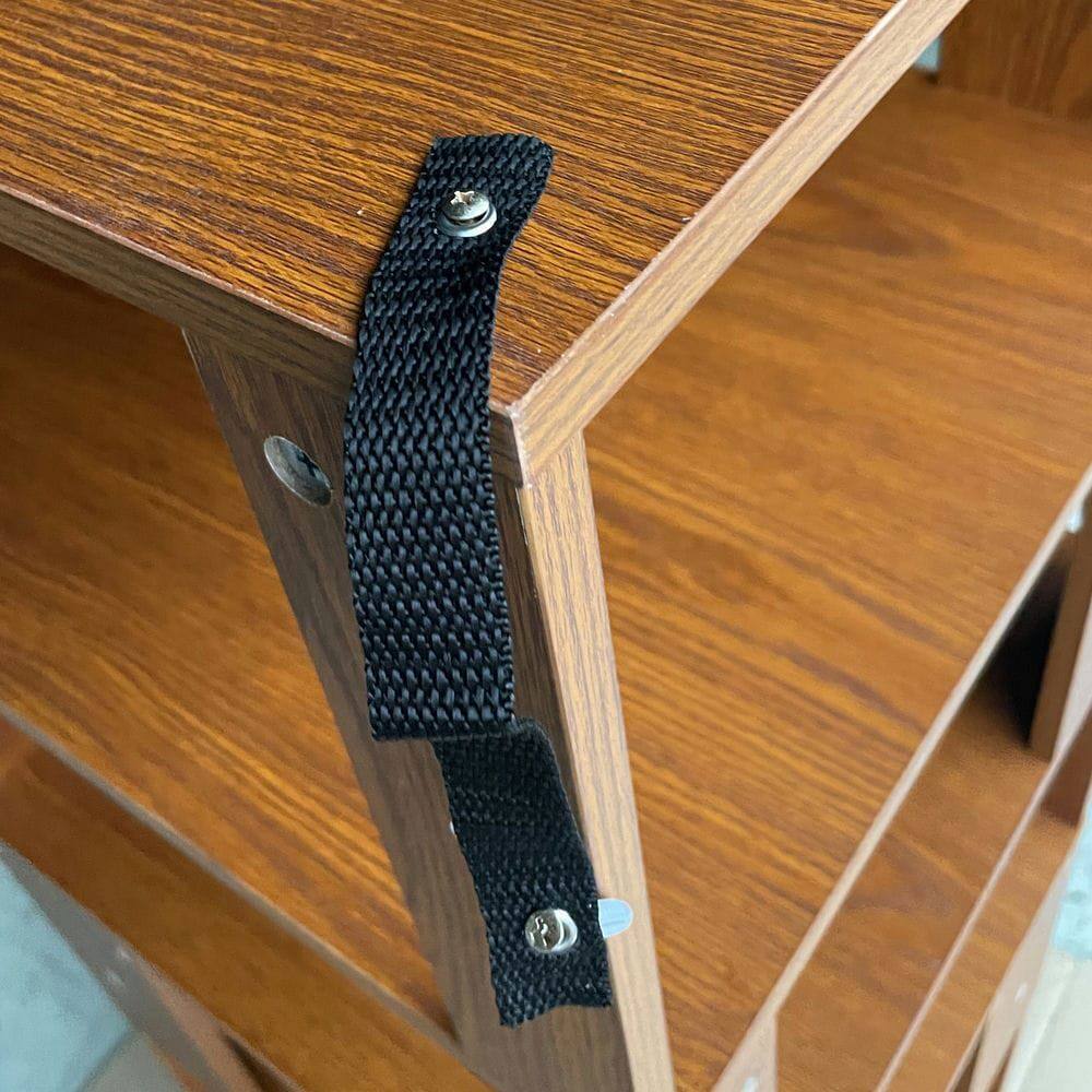 Alt View 4. Kadyn - 6-Tier L-Shaped Corner Bookshelf, Wood Bookcase with Anti-Tip Device - Brown.