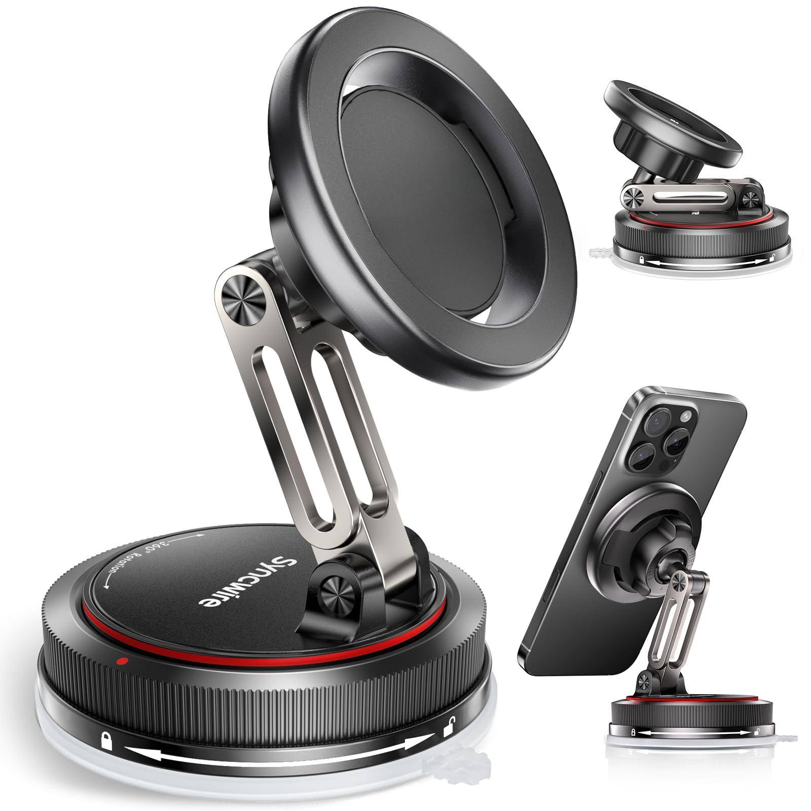 HM 1810 - For Magsafe Car Mount Nano Adhesive Gel Strong Suction Cup Magnetic Phone Holder Dashboard Windshield 360 - 2-Axis | Black