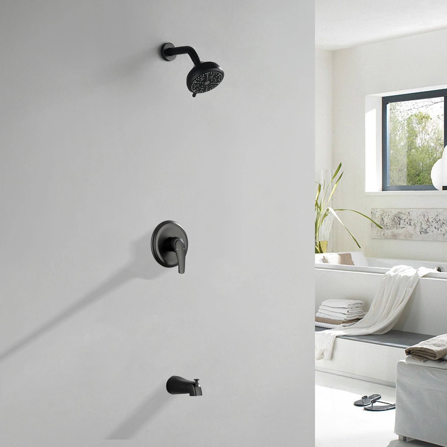 Alt View 2. Boyel Living - Matte Black Ten Function Shower Set with Rain Shower Handheld Shower and cUPC Pressure Balance Valve - Matte Black.