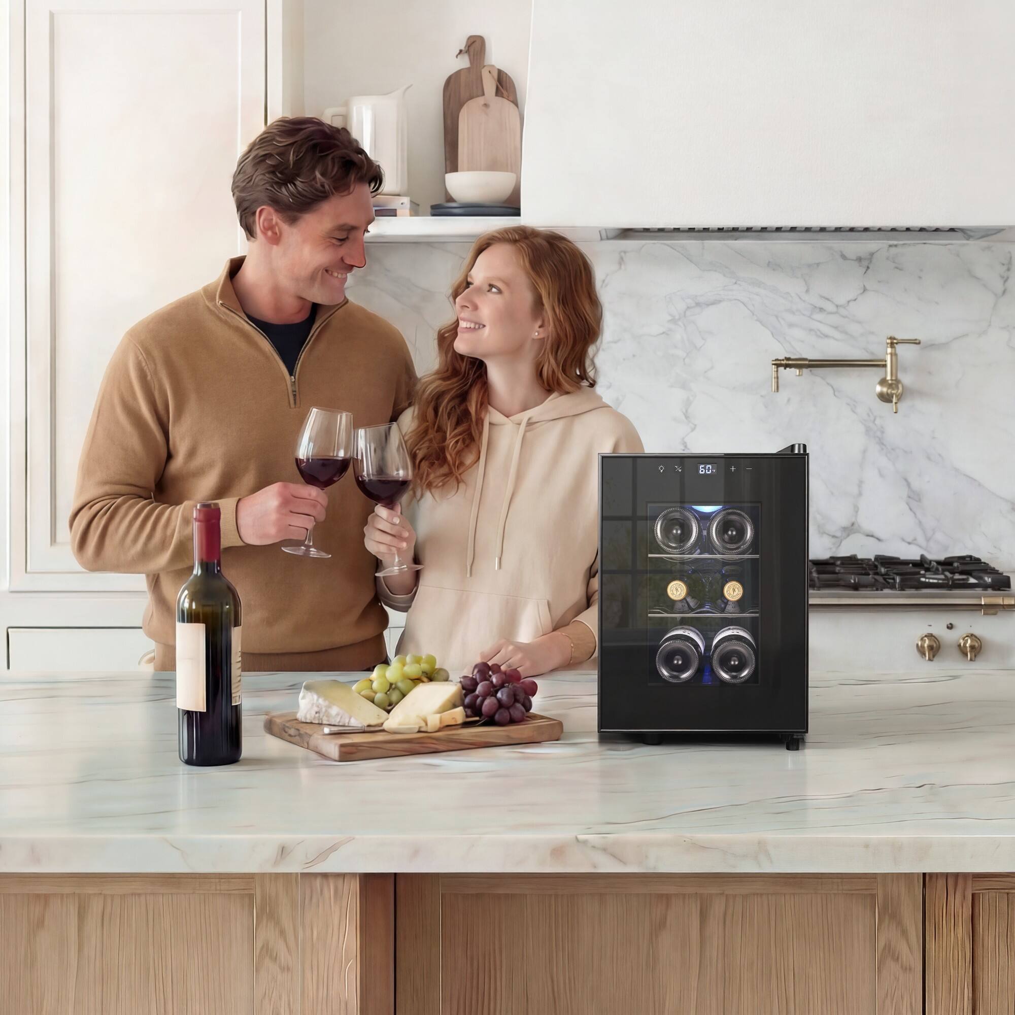 Alt View 4. Yeego - Wine Cooler Refrigerator，6-Bottle  Mini Thermoelectric Fridge, Digital 40-65°F & Quiet , Compact for Home/Office - Black.