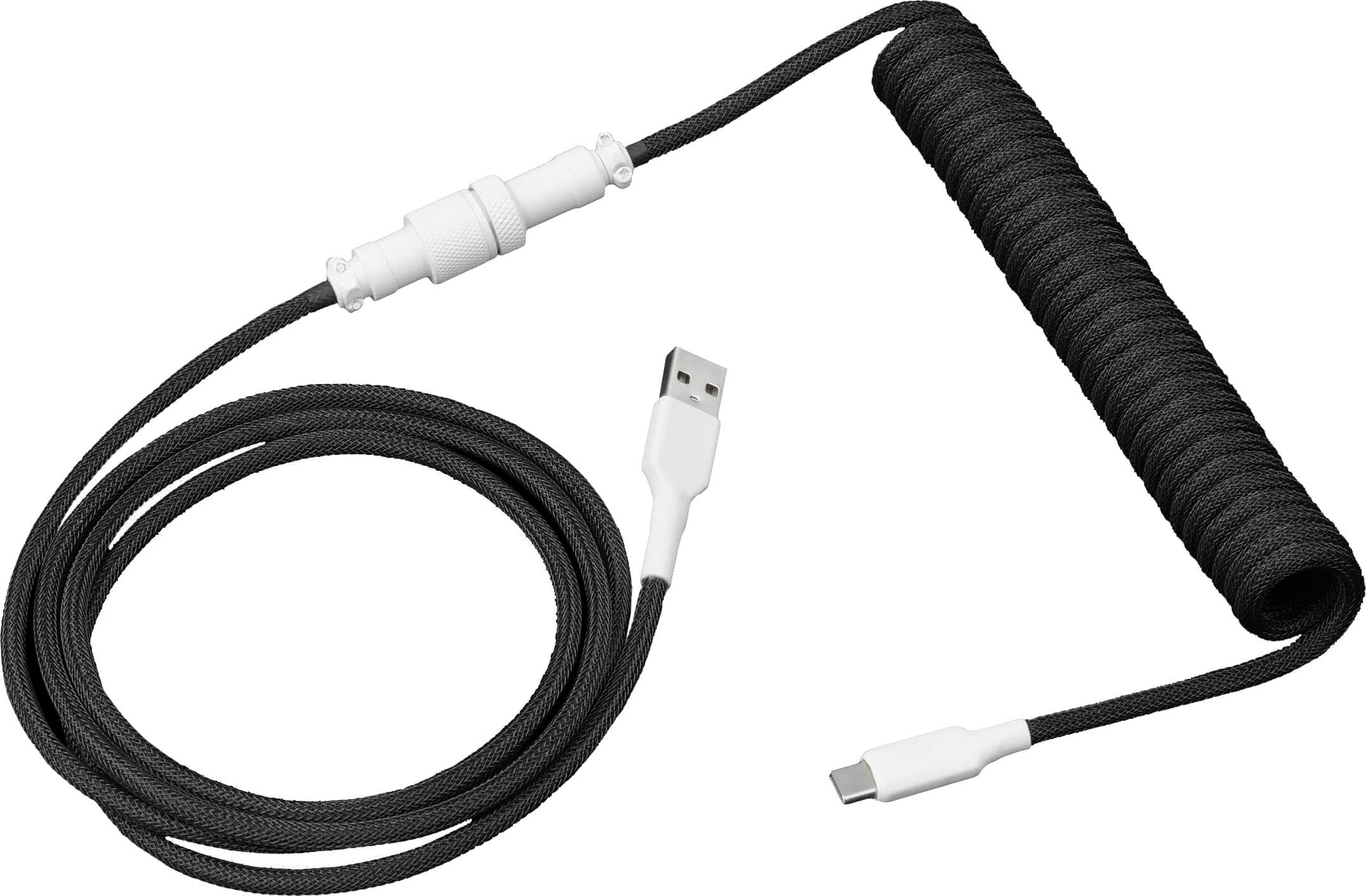 Angle. DROP - Coiled 4.5' USB-A to USB-C Keyboard Cable - Black.