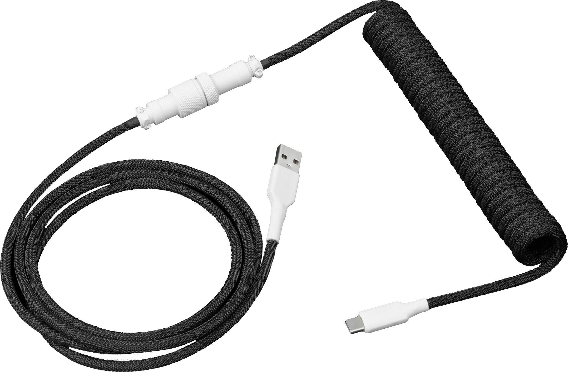 Angle. DROP - Coiled 4.5' USB-A to USB-C Keyboard Cable - Black.