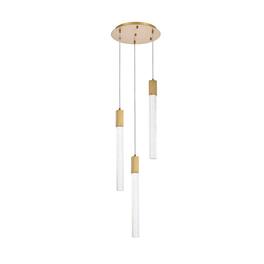 Elegant Lighting - Weston 3 lights pendant in - Satin Gold