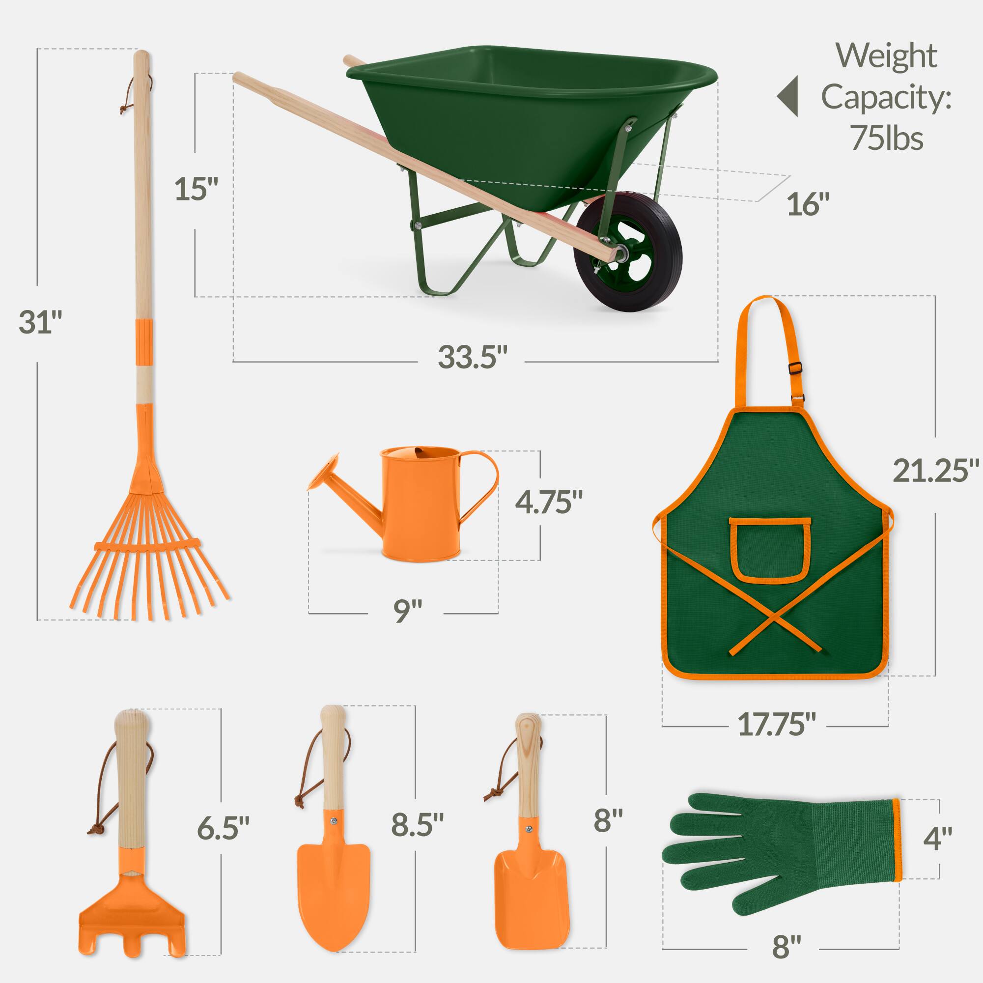 15" Weight Capacity: 75lbs  
16"  
31"  
33.5"  
4.75"  
21.25"  
9"  
17.75"  
6.5"  
8.5"  
8"  
4"  
8"