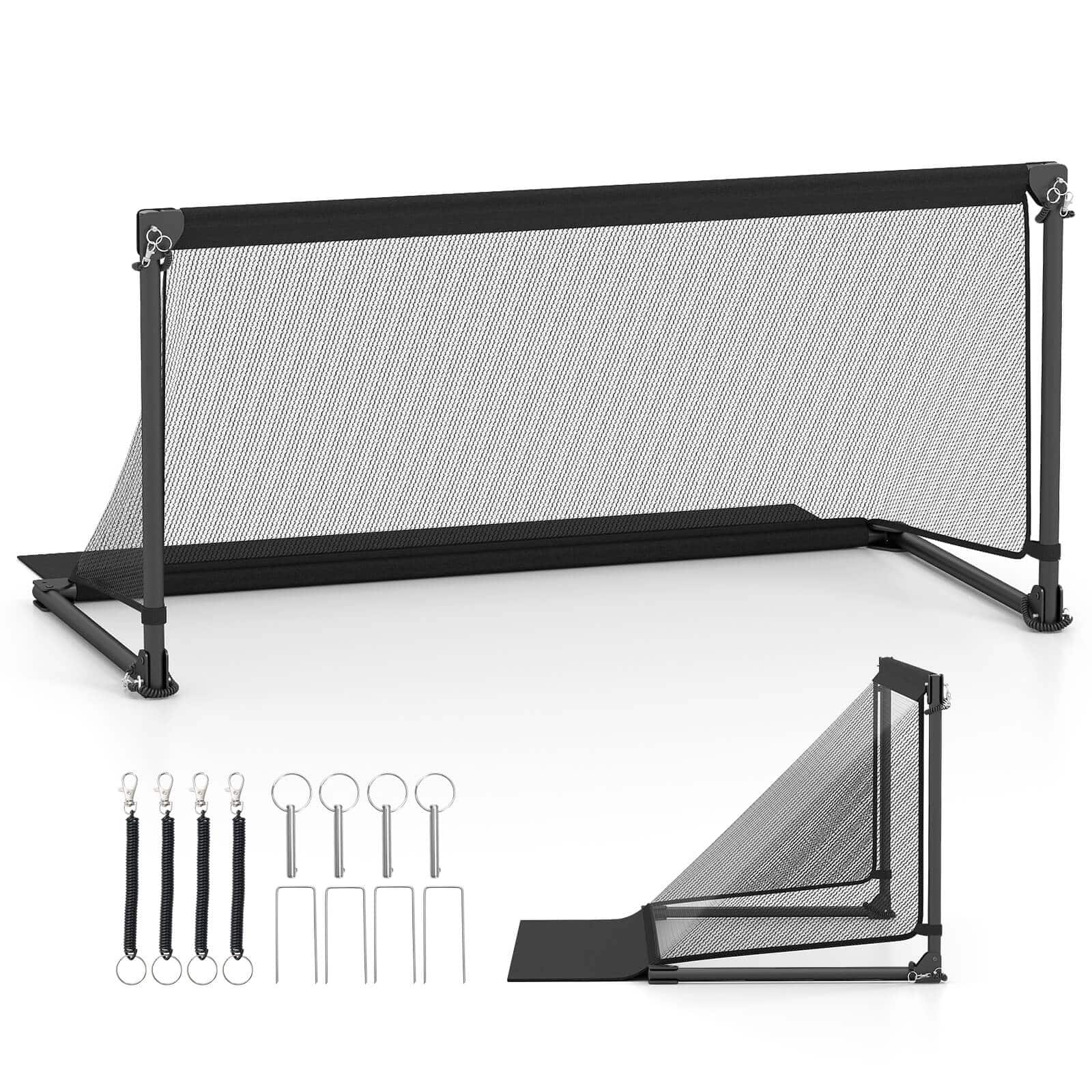 Costway - 4ft x 2ft Portable POP Up Toddler Soccer Net with Metal Frame, 4 Ground Stakes - Black