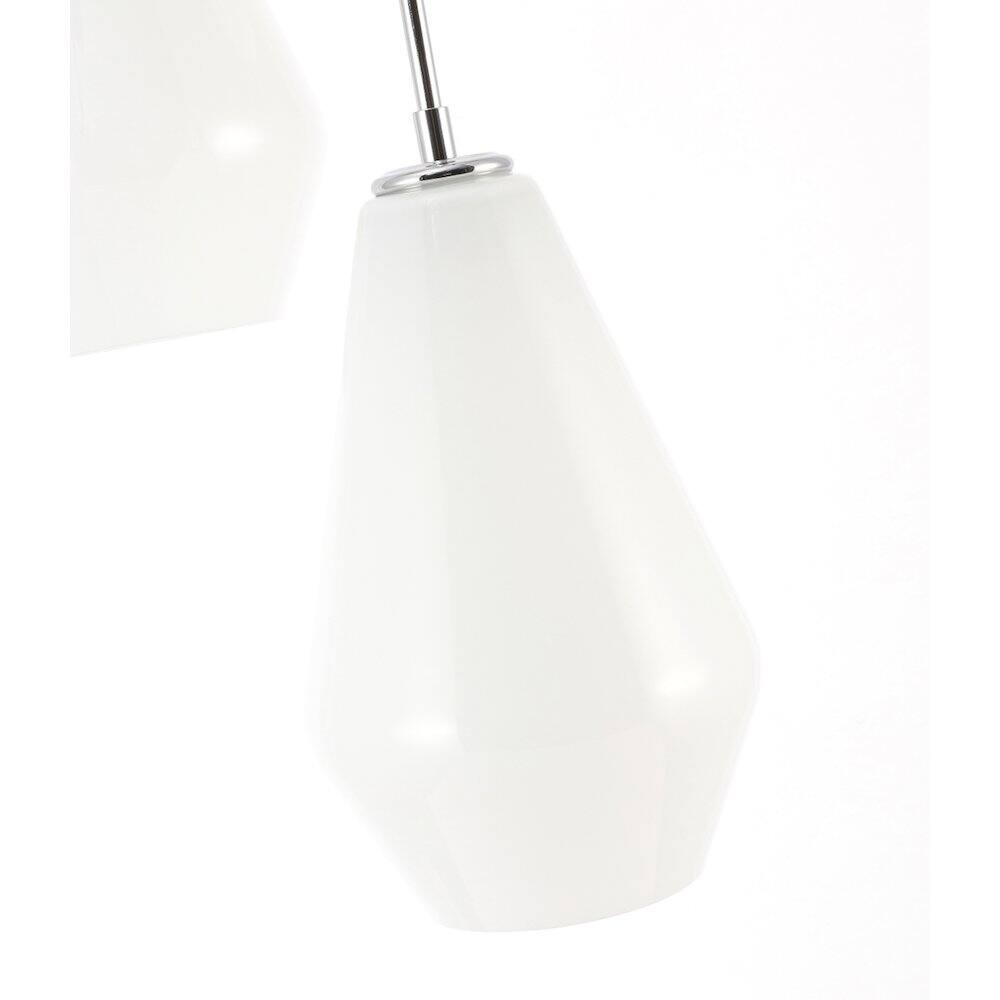 Back. Living District - Gene 3 Light Chrome And Frosted White Glass Pendant - Chrome And Frosted White Glass.