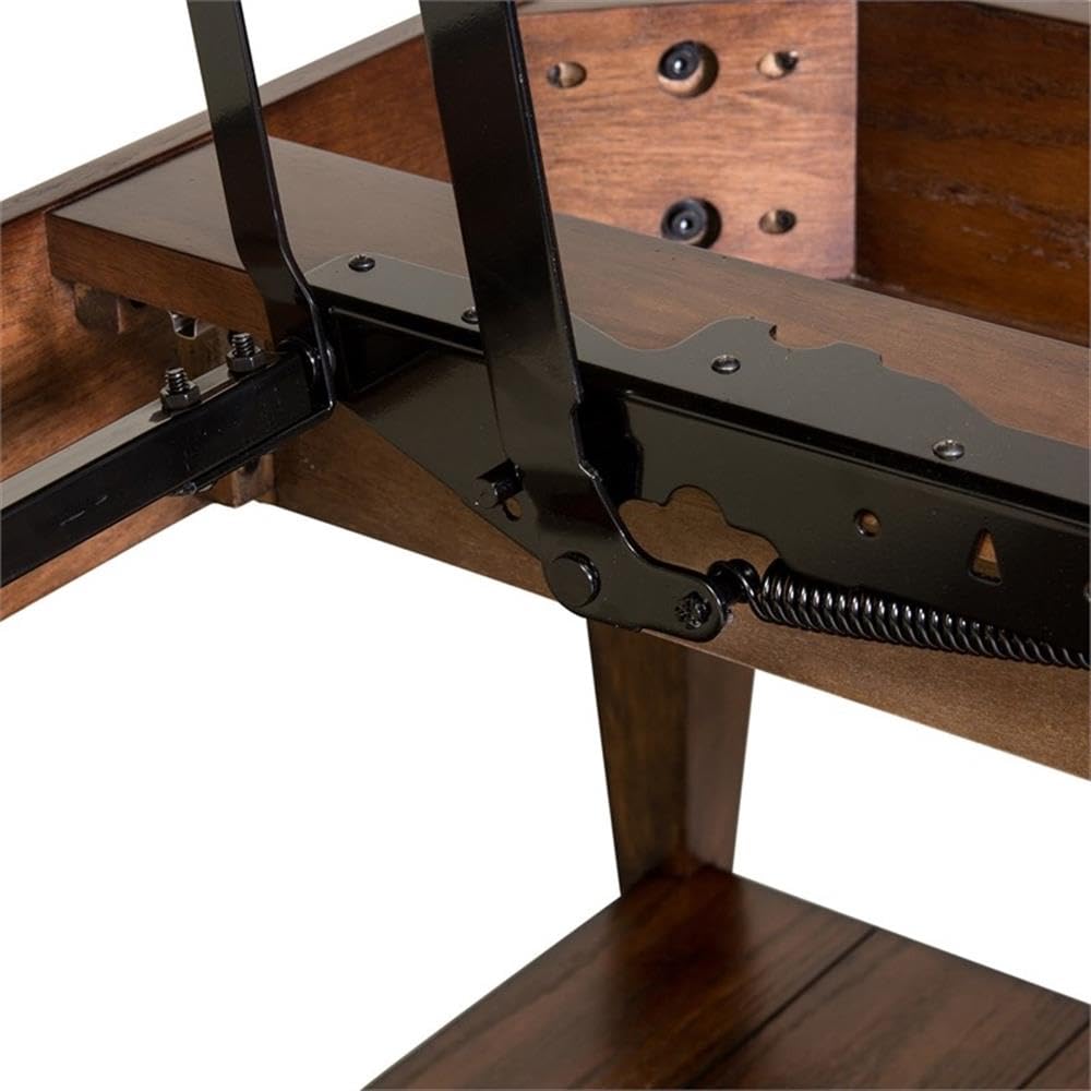 Alt View 3. Liberty Furniture Industries - Lake House Lift Top Cocktail Table in Rustic Brown Oak - Brown.