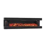 Front. Mondawe - 60" Electric Fireplace with Hanging LED Mantel and Remote Control - Black.