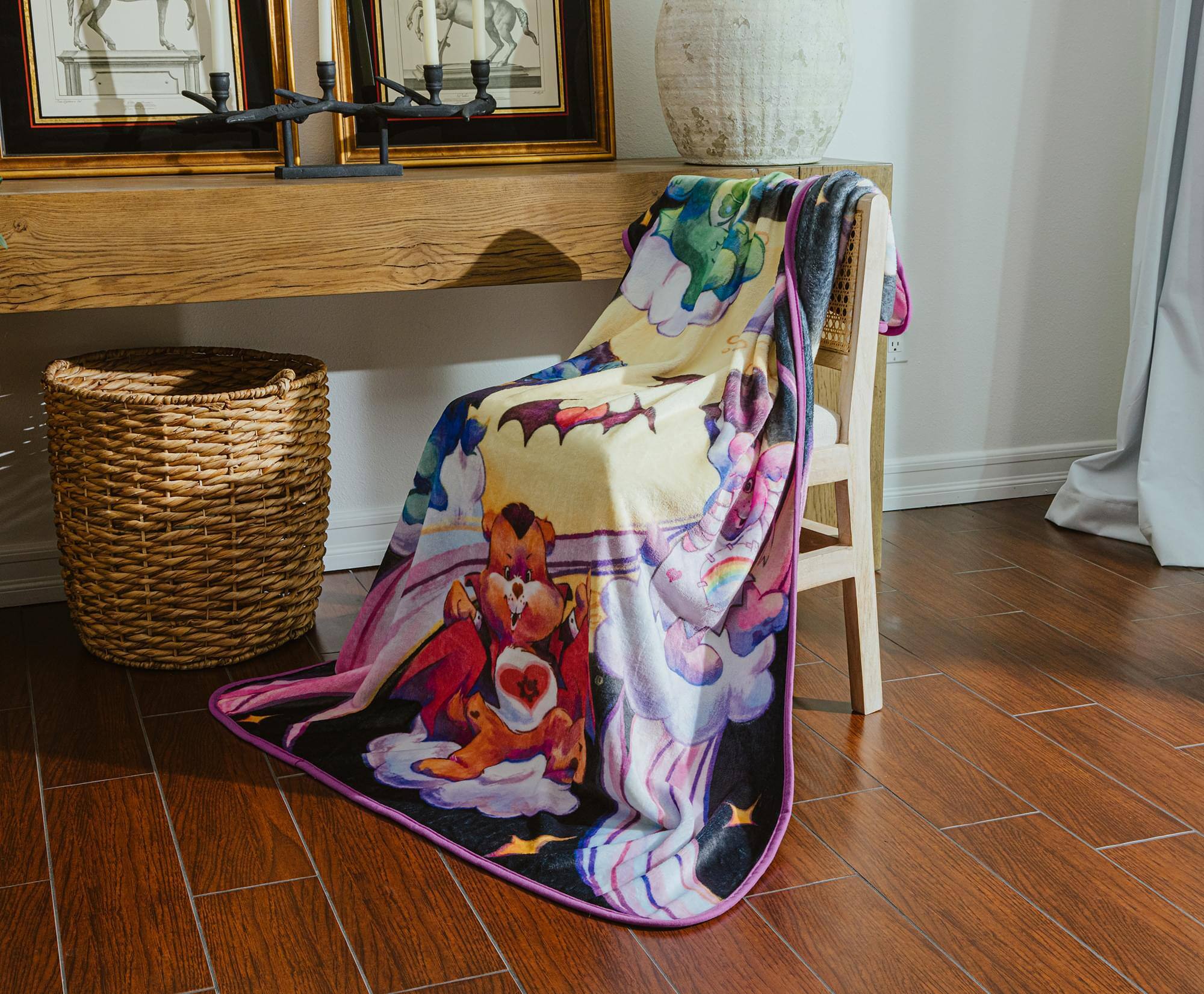 Alt View 5. Silver Buffalo - Care Bears x Universal Monsters Raschel Throw Blanket | 45 x 60 Inches - Multi-Colored.