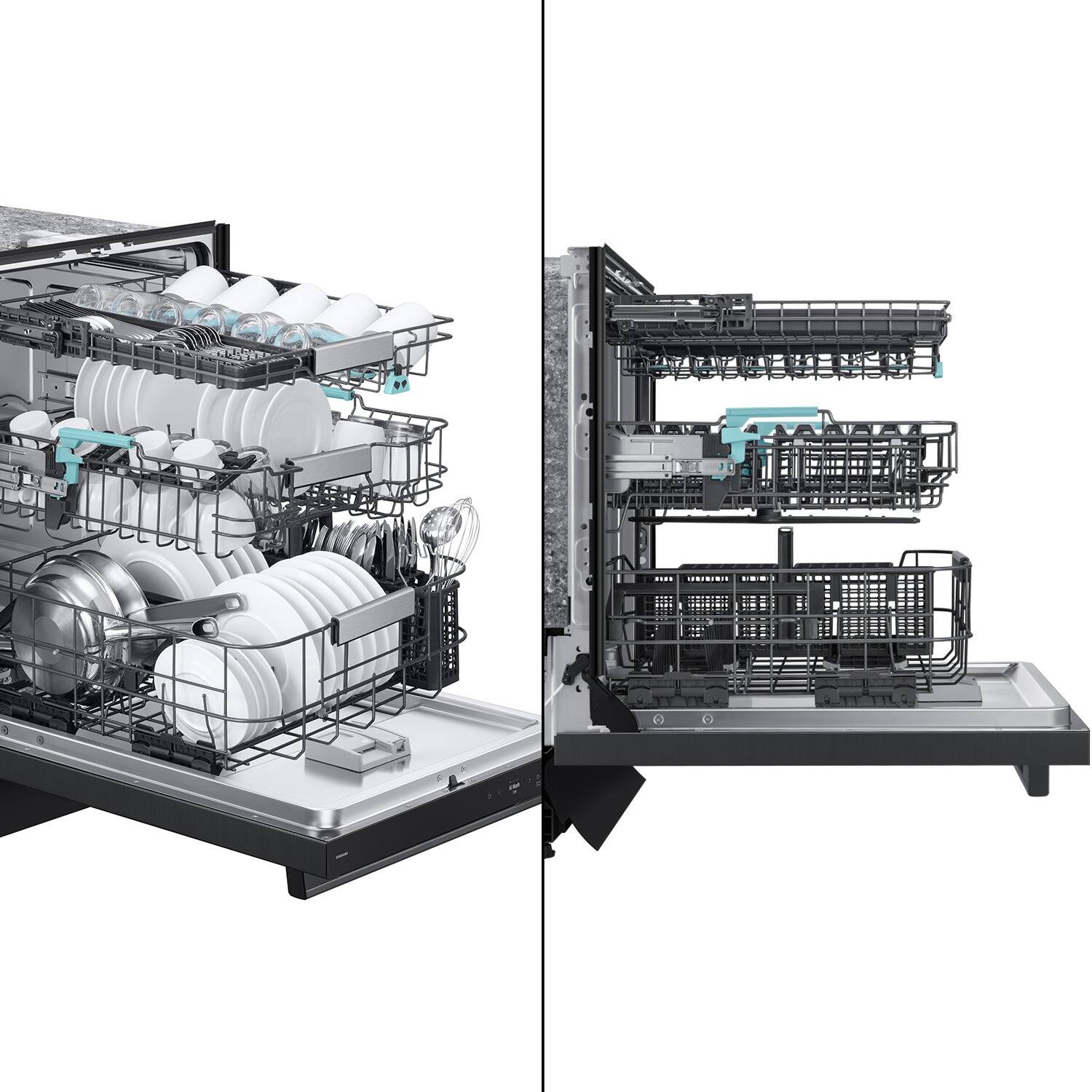 Alt View 18. Samsung - 38 dBA Bespoke AI Dishwasher with 3rd Rack Washing System - Matte Black Steel.