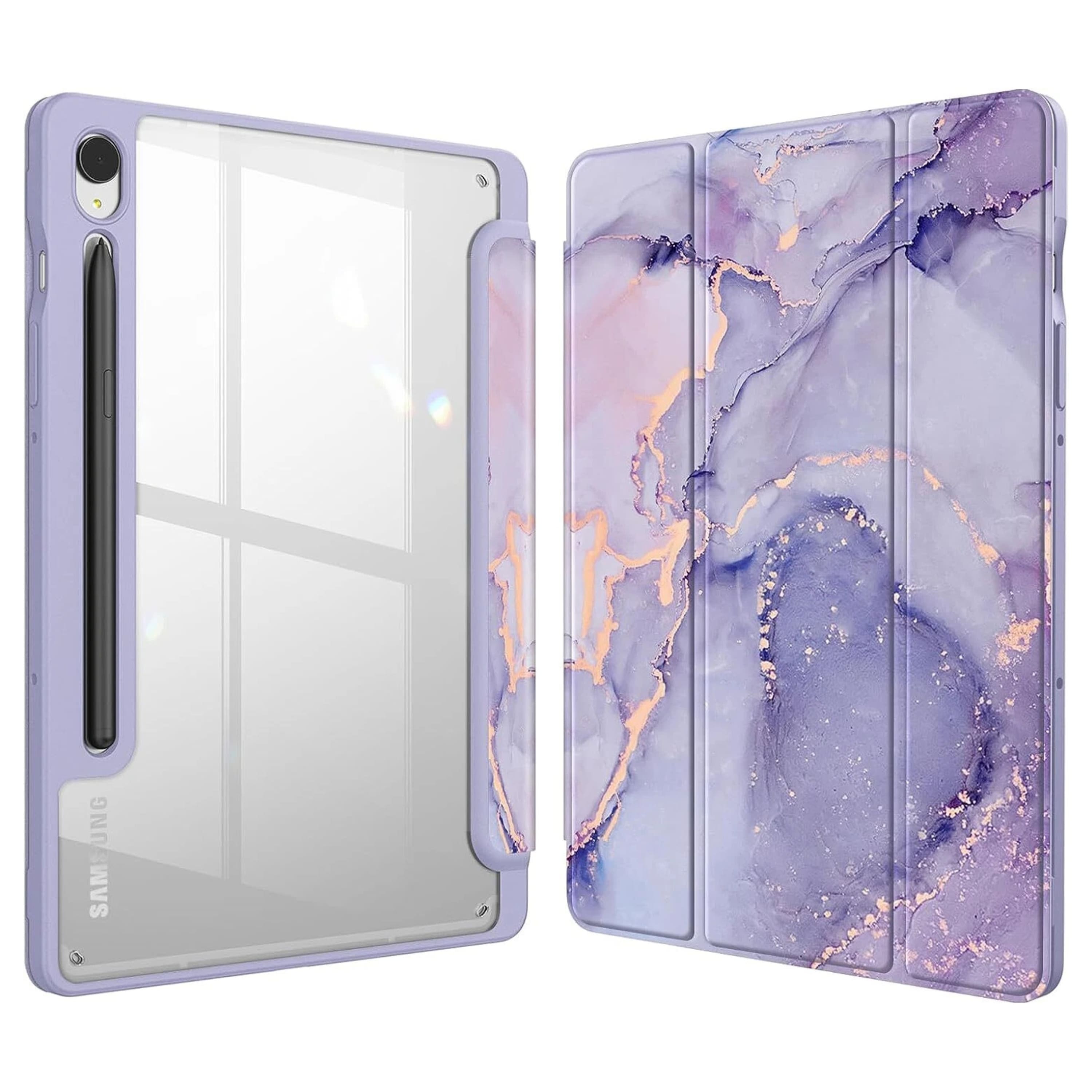 Kitcheniva - Slim Hybrid Protective Case For Samsung Galaxy Tab S10 FE/S9 FE/S9 10.9''–11'' Tablet - Lilac Marble