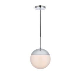 Living District - Eclipse 1 Light Chrome Pendant With Frosted White Glass - Chrome And Frosted White