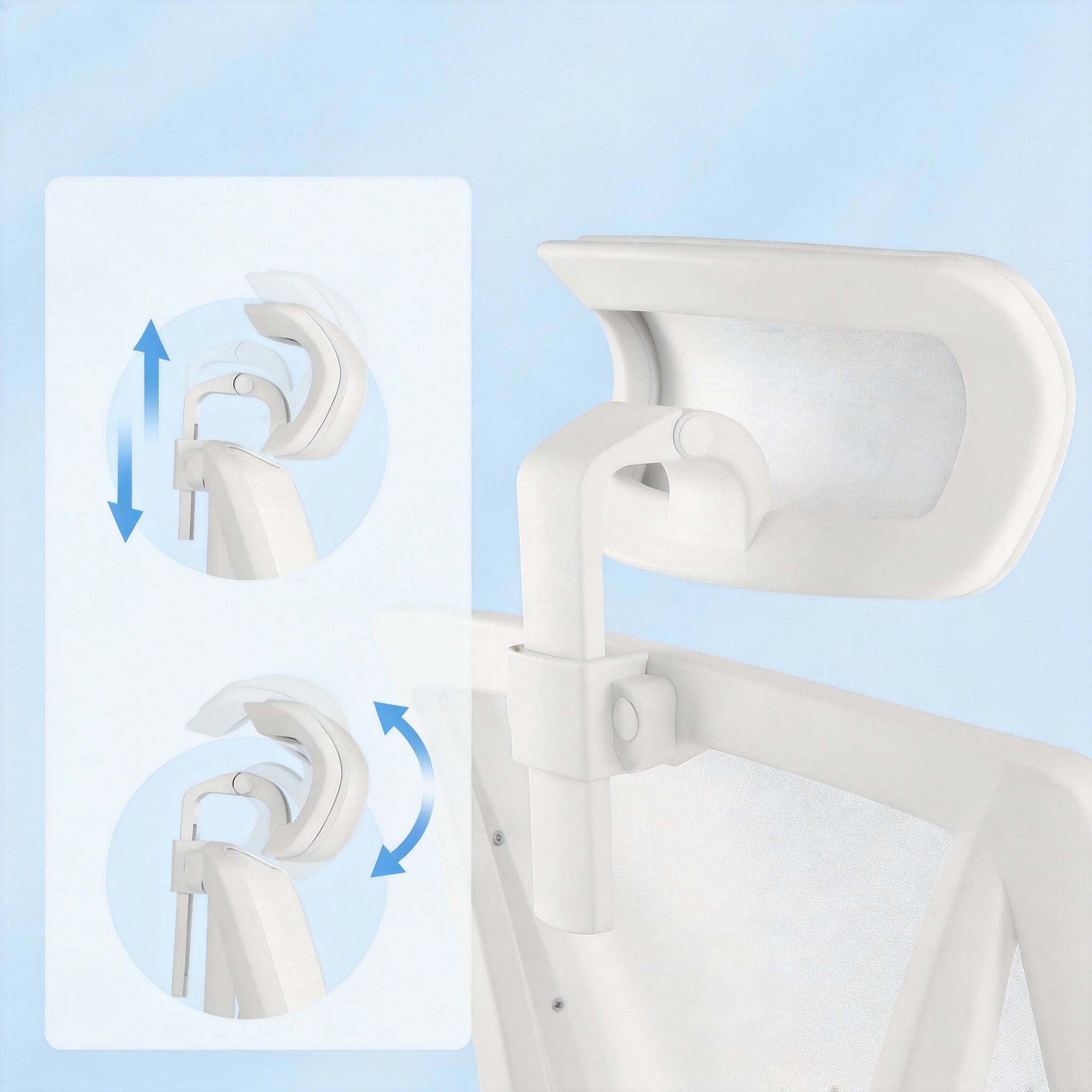 Alt View 2. Frangdom - Ergonomic High-Back Chair with Footrest 2D Lumbar Headrest - Ivory White 2D Lumbar Support High Back.