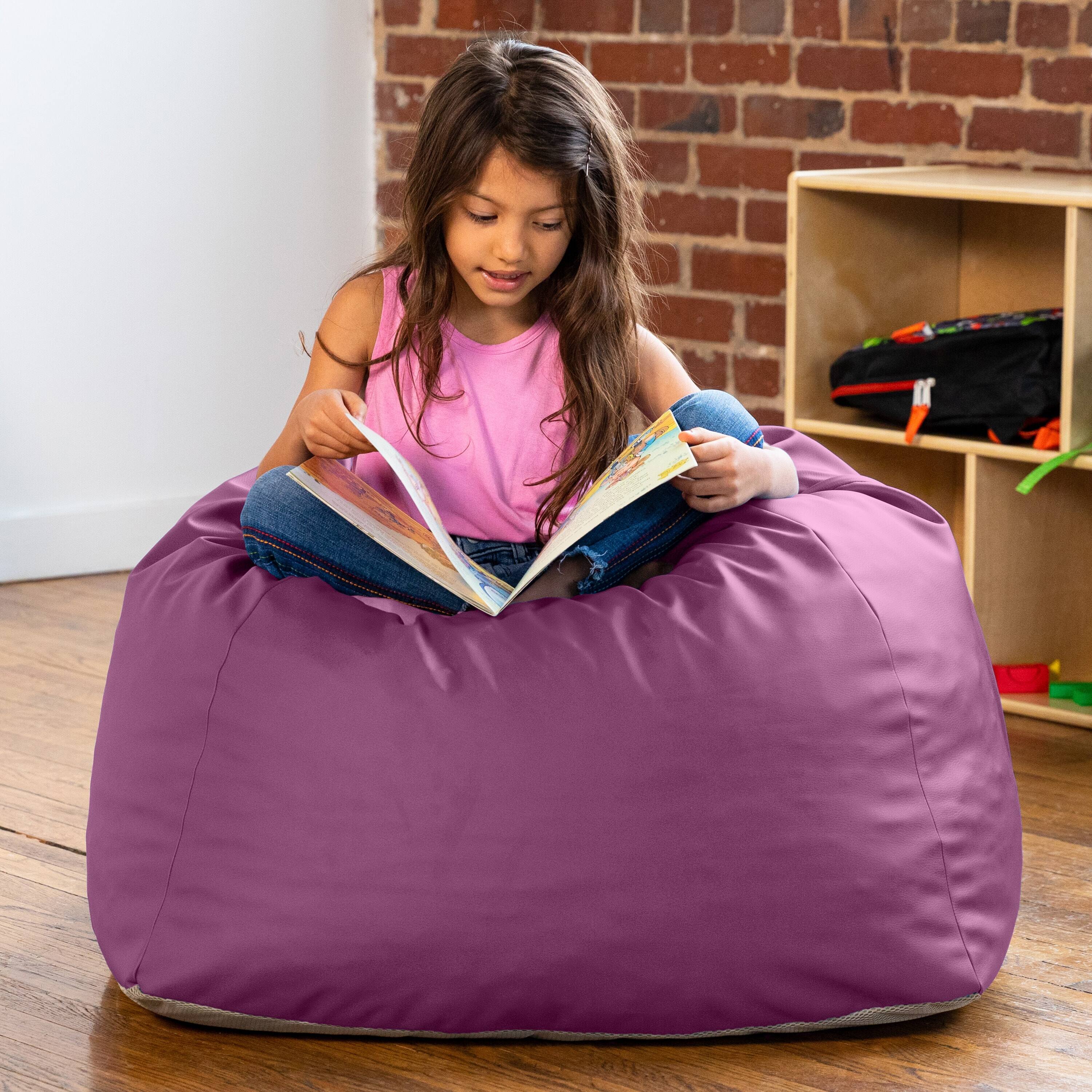 Left. Jaxx - Jaxx Gumdrop Jr. Kids Bean Bag for Early Childhood & Educational Environments, Premium Vinyl - Plum - Plum.