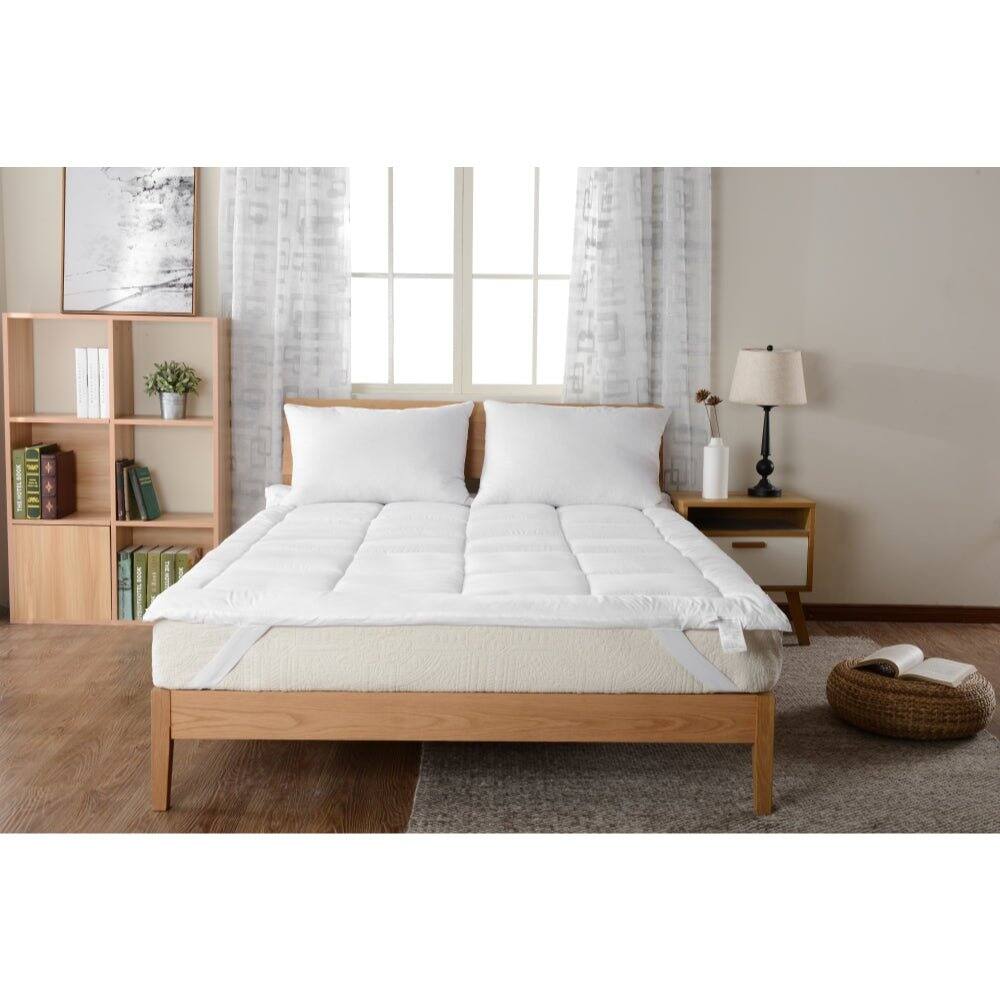 Alt View 9. Cheer Collection - Plush Mattress Topper - Twin Size Pillow Top Mattress Pad for Back Pain Relief, Bed Topper with Elastic Anchor Bands - White.