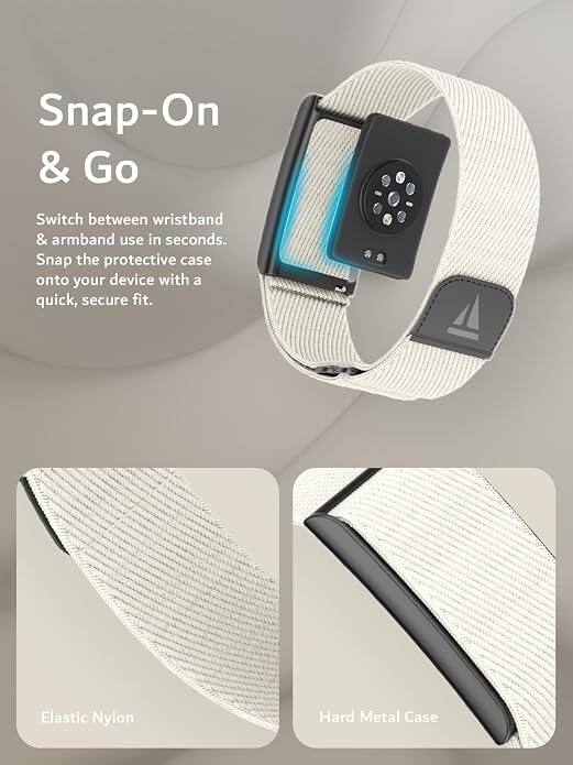 Snap-On & Go

Switch between wristband & armband use in seconds. Snap the protective case onto your device with a quick, secure fit.

Elastic Nylon
Hard Metal Case