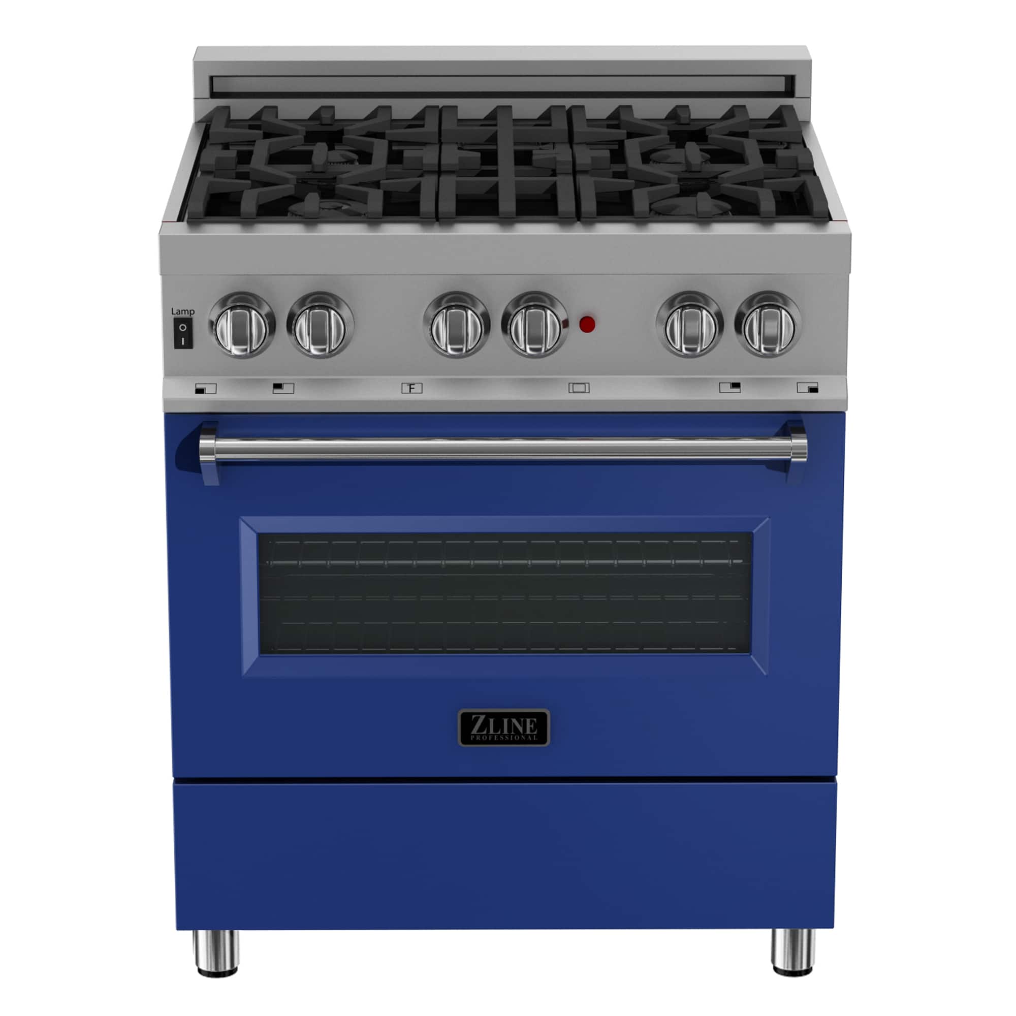 ZLINE - 30 in. Legacy Dual Fuel Range in Satin Stainless Steel & Blue Matte Door (RAS-BM-30) - Stainless Steel/Blue Matte Door - Front_Zoom