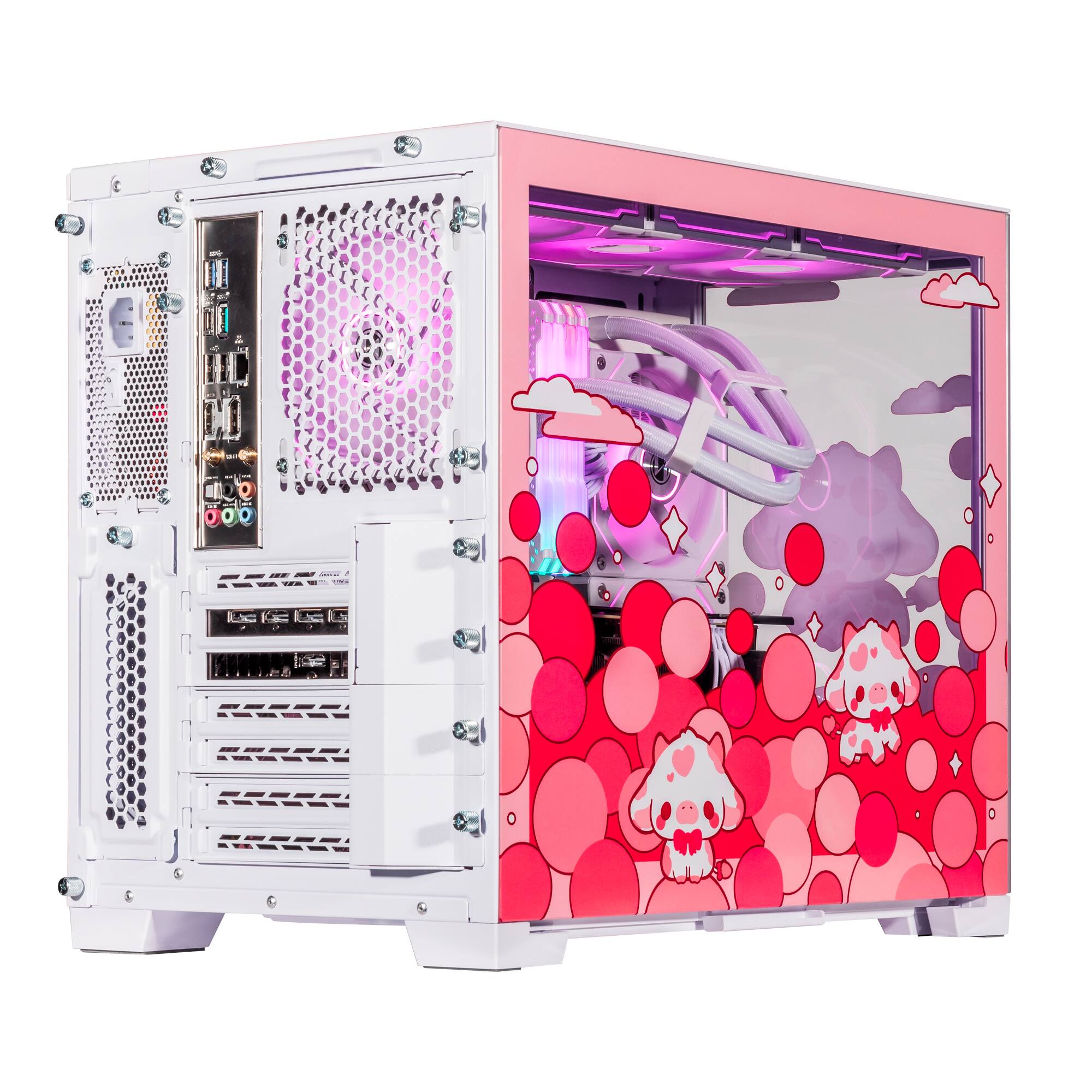 Alt View 4. Velztorm - Velztorm Bubble Cow Custom Gaming Desktop (Ryzen 7 5700X, 16GB, 1TB SSD + 2TB HDD, RTX 5070, Win 11 Pro ) - Rose Pink.