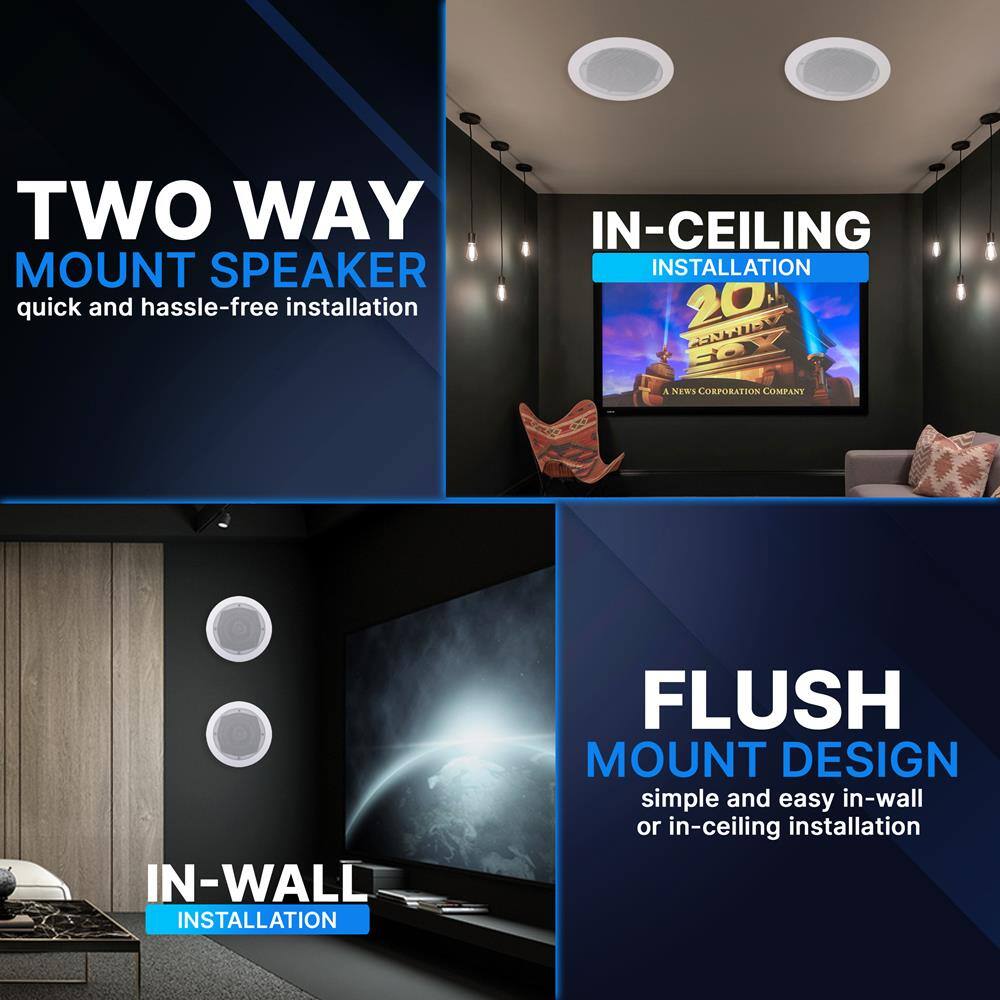 TWO WAY MOUNT SPEAKER  
quick and hassle-free installation  

IN-CEILING INSTALLATION  

IN-WALL INSTALLATION  

FLUSH MOUNT DESIGN  
simple and easy in-wall or in-ceiling installation